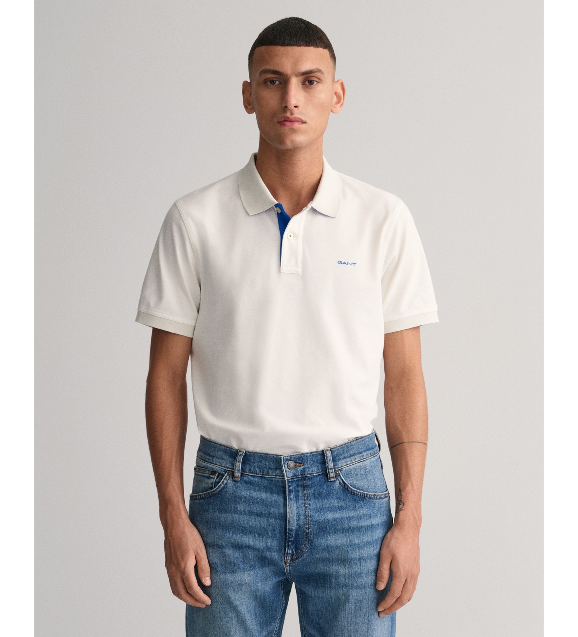 Gant für Herren. 2062026 Off-white Poloshirt aus Kontrast-Piqué (XL), Weiß, Lässig, Baumwolle, Klassisch, Kurzarm