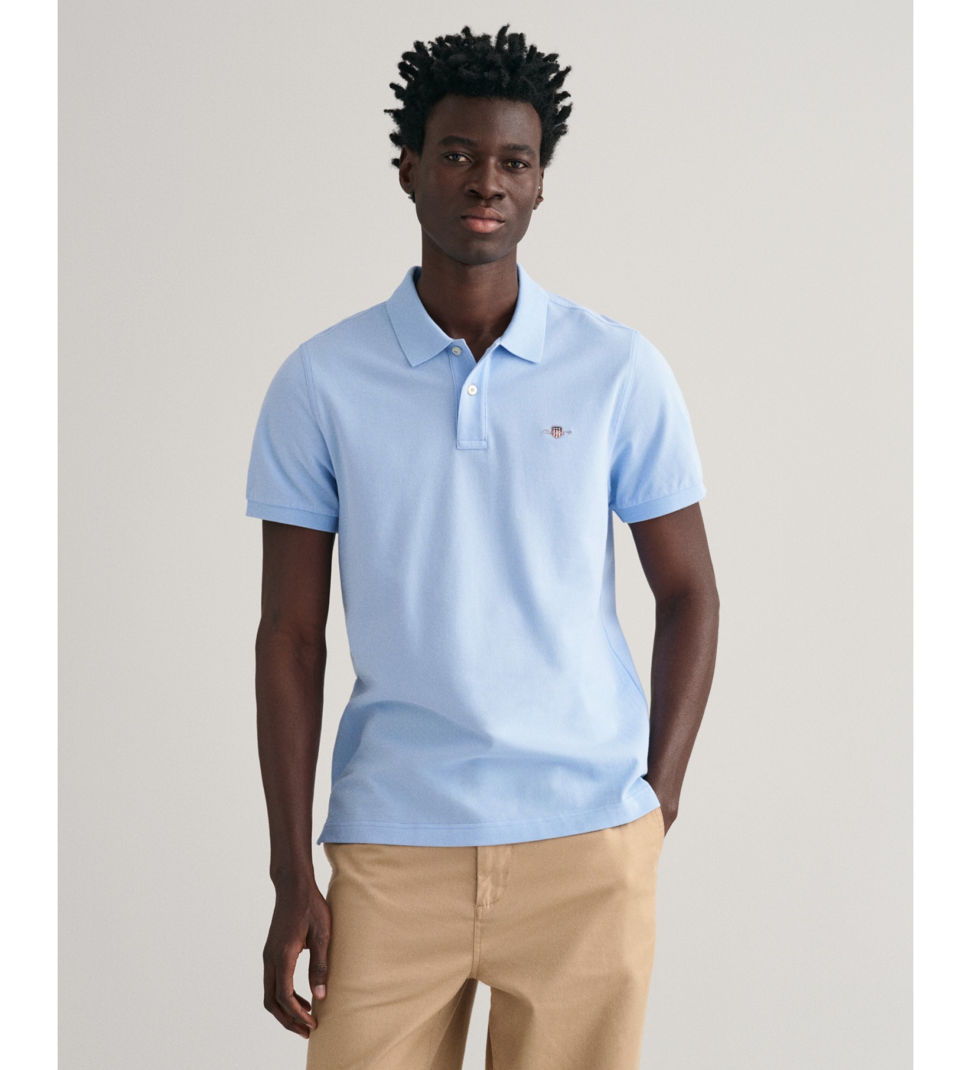 Gant für Herren. 2210 Piqué-Poloshirt Regular Fit Shield blau (M), Lässig, Baumwolle, Klassisch, Kurzarm