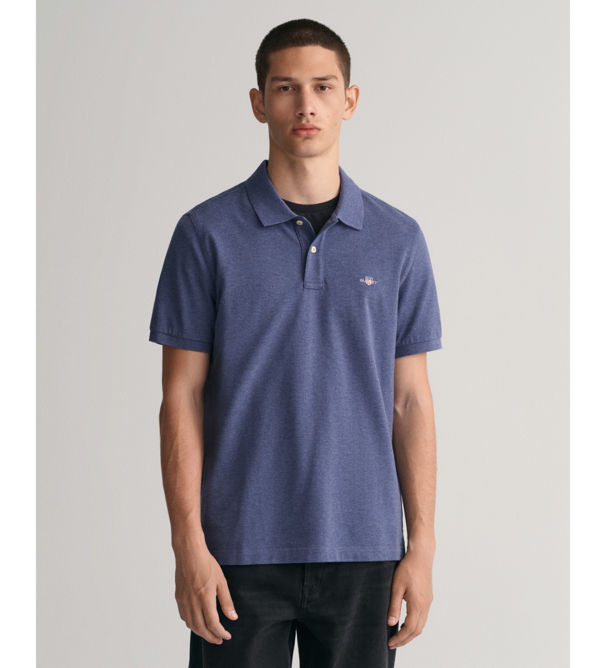 Gant für Herren. 2210 Piqué-Poloshirt Regular Fit Shield blau (L), Lässig, Baumwolle, Klassisch, Kurzarm