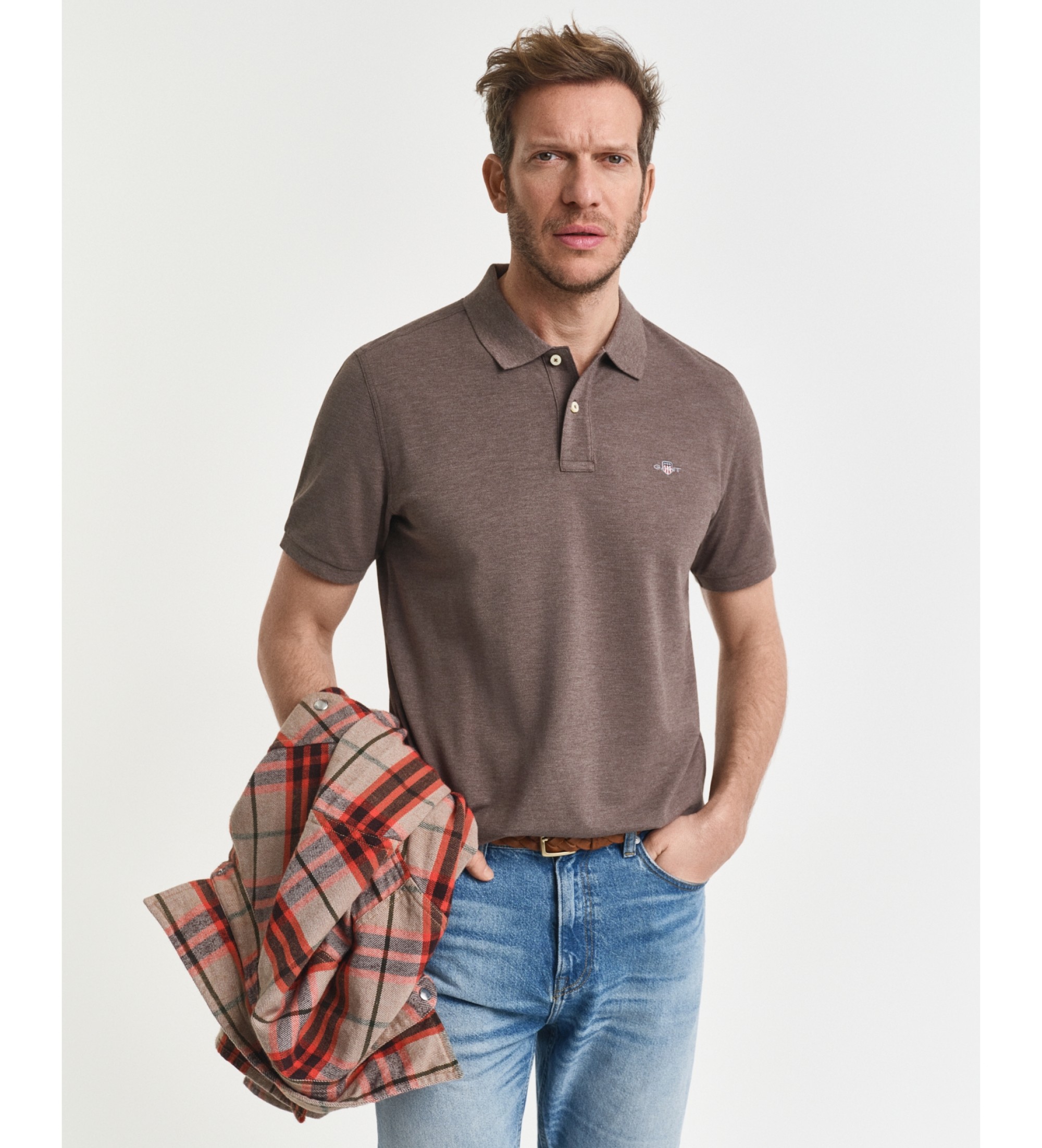 Gant für Herren. 2210 Regular Fit Piqué-Poloshirt Shield braun (XL), Lässig, Baumwolle, Kurzarm