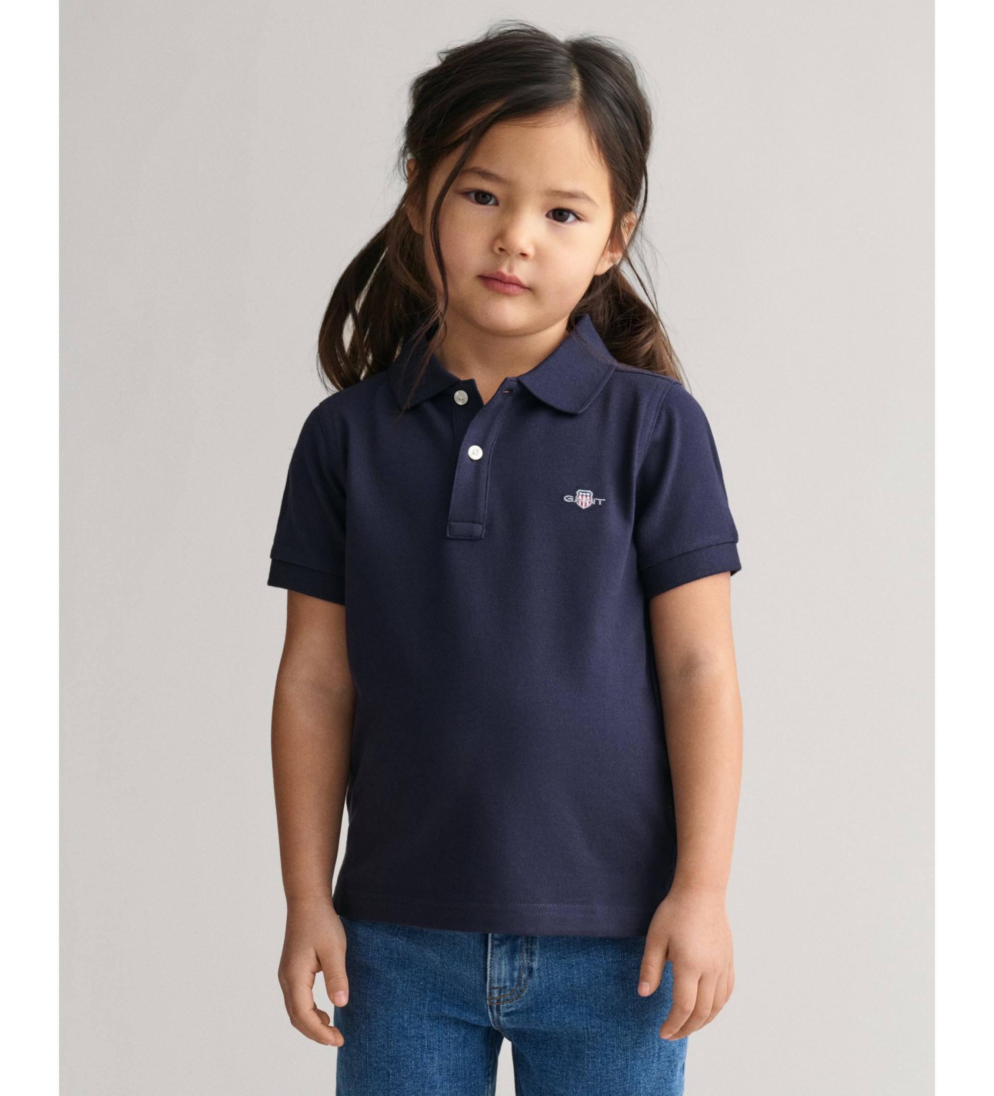 Gant Unisex für Kinder. 802546 Shield Kids marineblaues Piqué-Poloshirt (92cm), Lässig, Baumwolle, Kurzarm, Kinderbekleidung