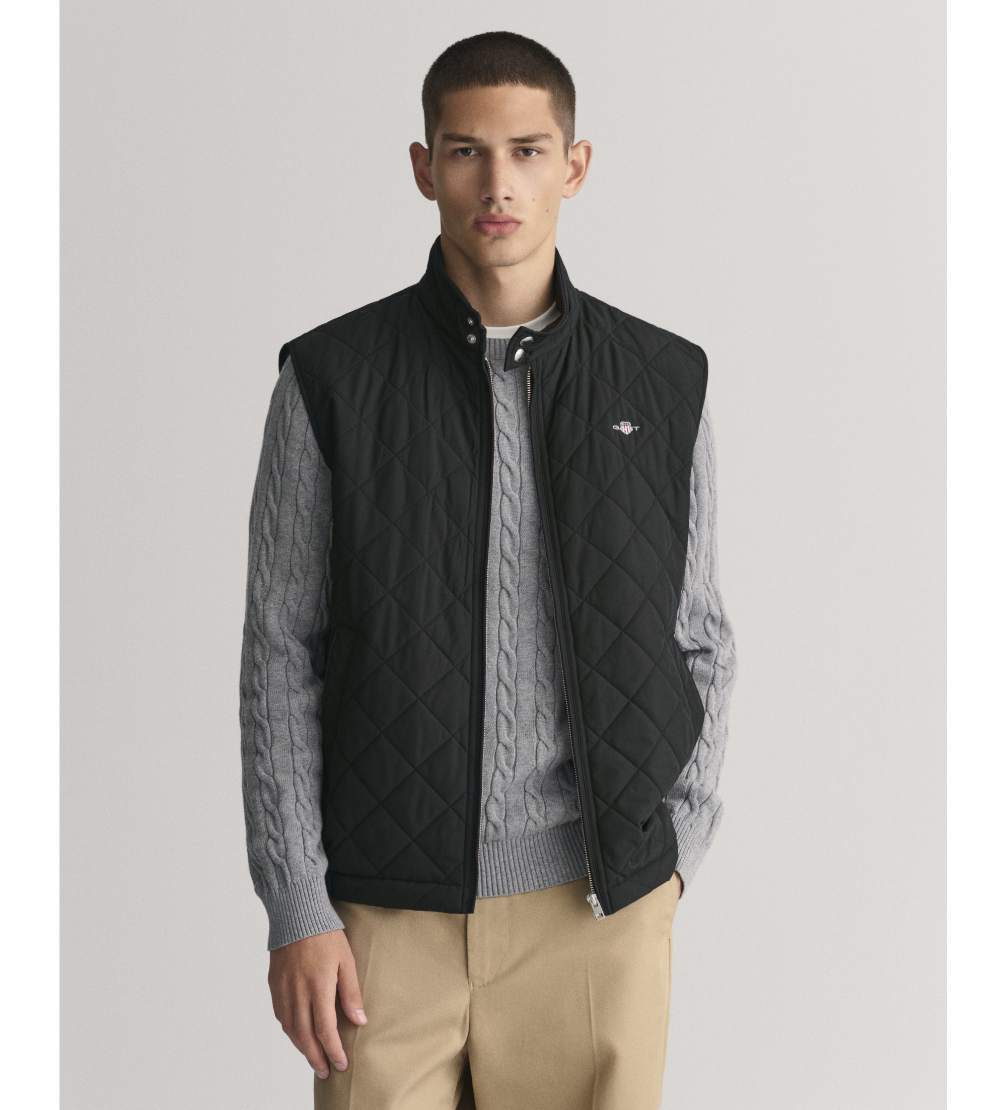 Gantvoor mannen. 7006341 Windcheater gewatteerd vest zwart (L), Casual, Polyester