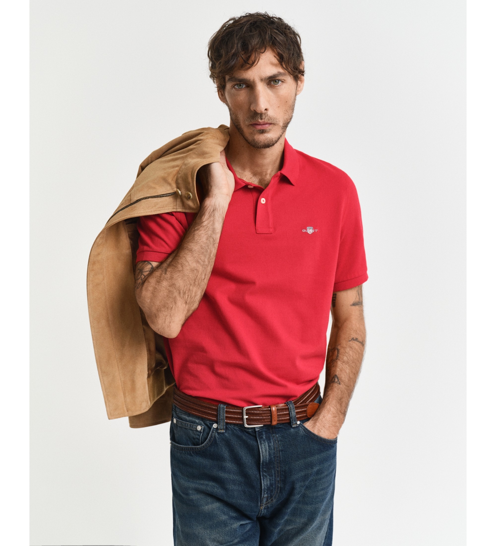 Gant für Herren. 2210 Piqué-Poloshirt Regular Fit Shield rot (XXL), Lässig, Baumwolle, Kurzarm