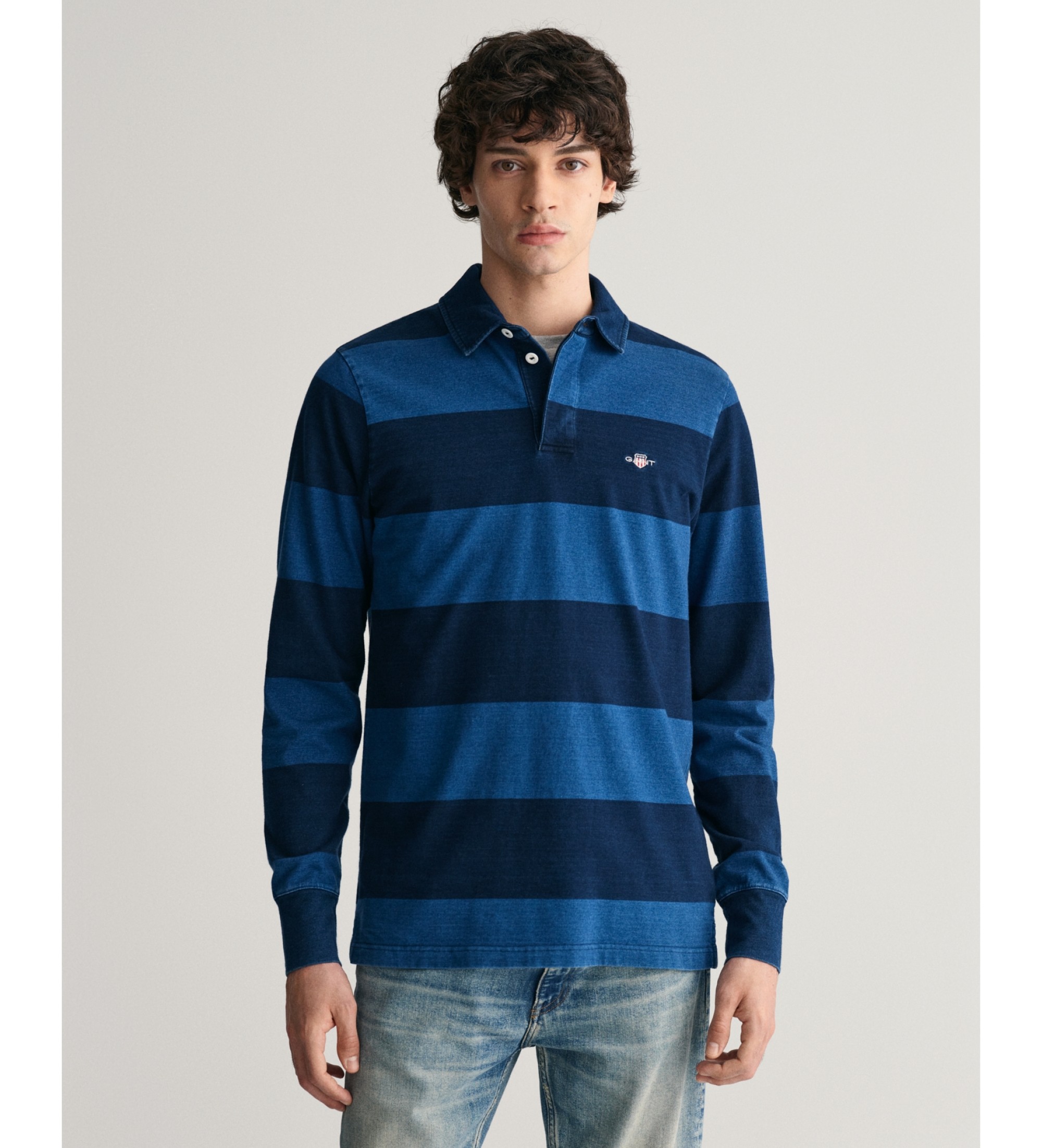 Gant für Herren. 2013069 Polo Rugger Indigo navy (3XL), Lässig, Baumwolle, Langarm, Marine