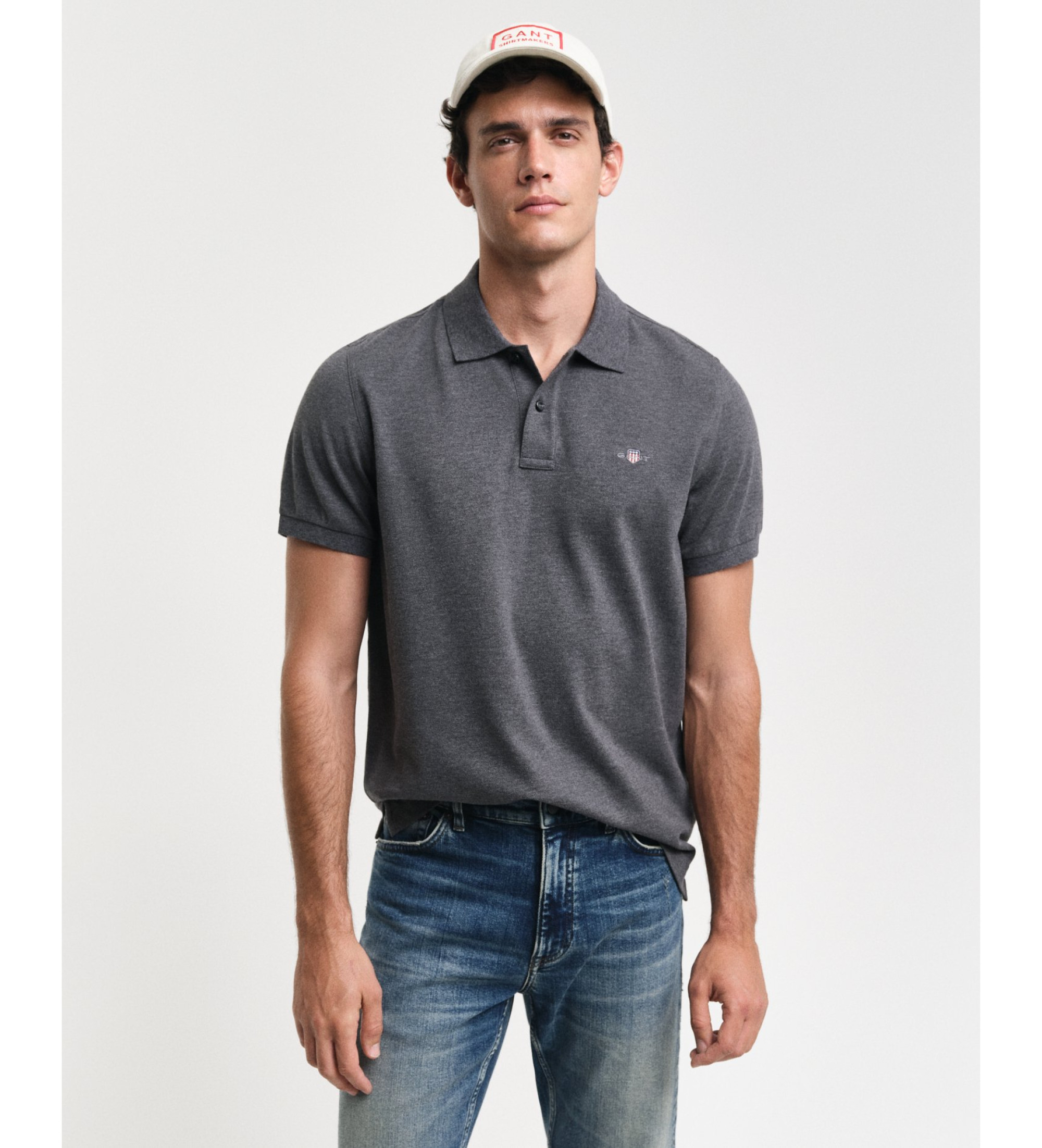 Gant für Herren. 2210 Piqué-Poloshirt Regular Fit Shield grau (XL), Lässig, Baumwolle, Kurzarm