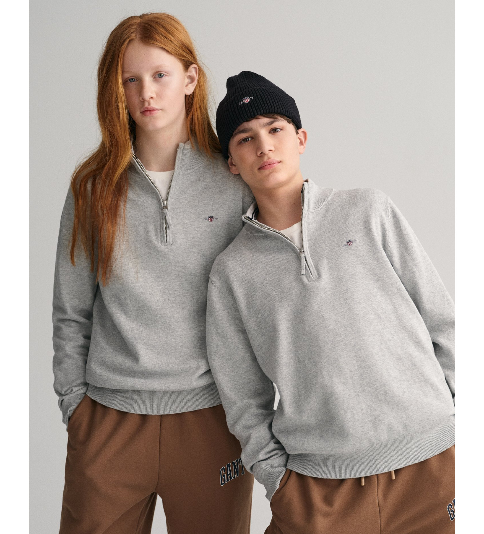 Gant Unisex für Kinder. 984046 Pullover mit halbem Reißverschluss aus Baumwolle Shield grey (11/12años= 146/152cm), Lässig, Grau, Kinderbekl