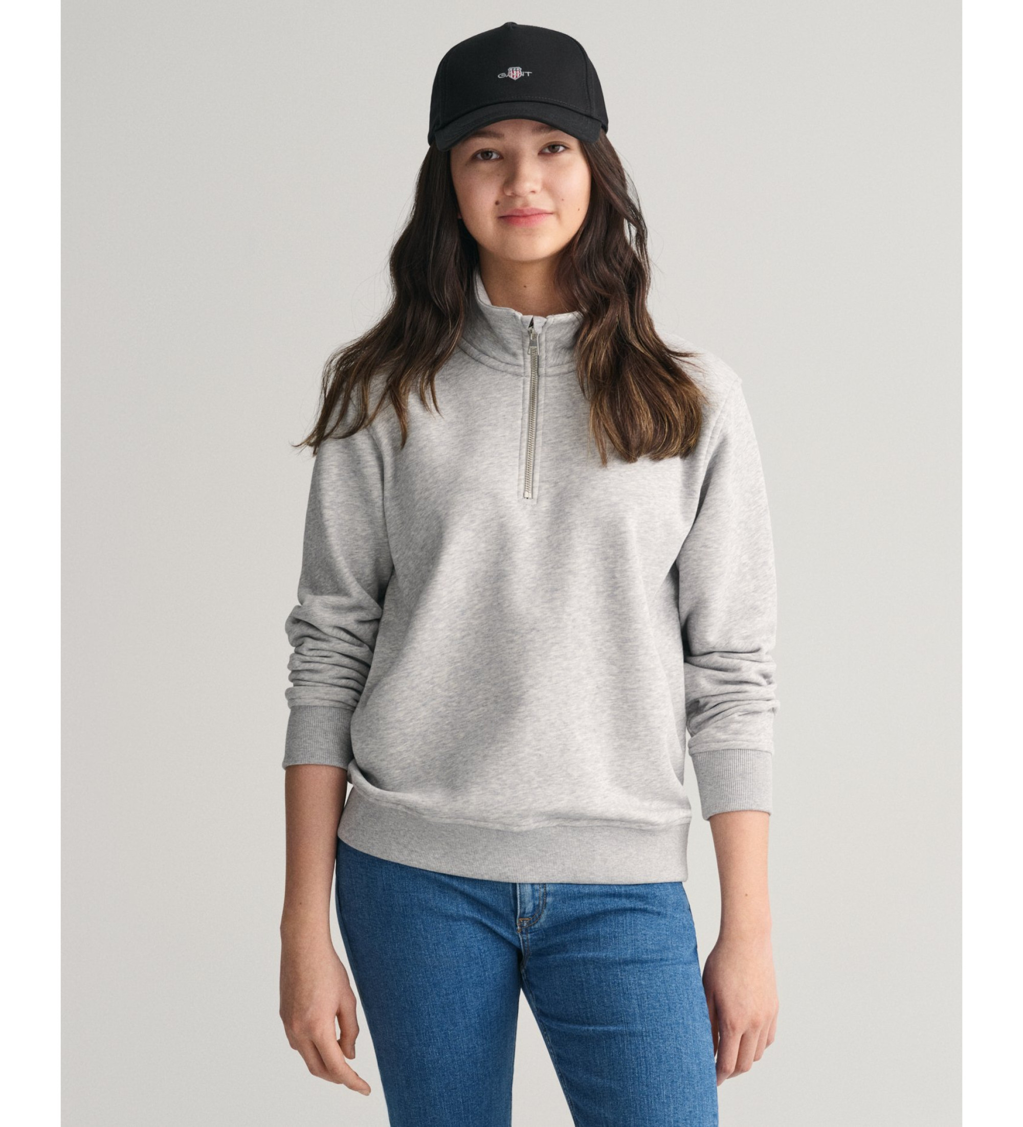 Gant Unisex für Kinder. 906895 Shield Sweatshirt mit halbem Reißverschluss grau (15Años= 170cm), Lässig, Baumwolle, Kinderbekleidung