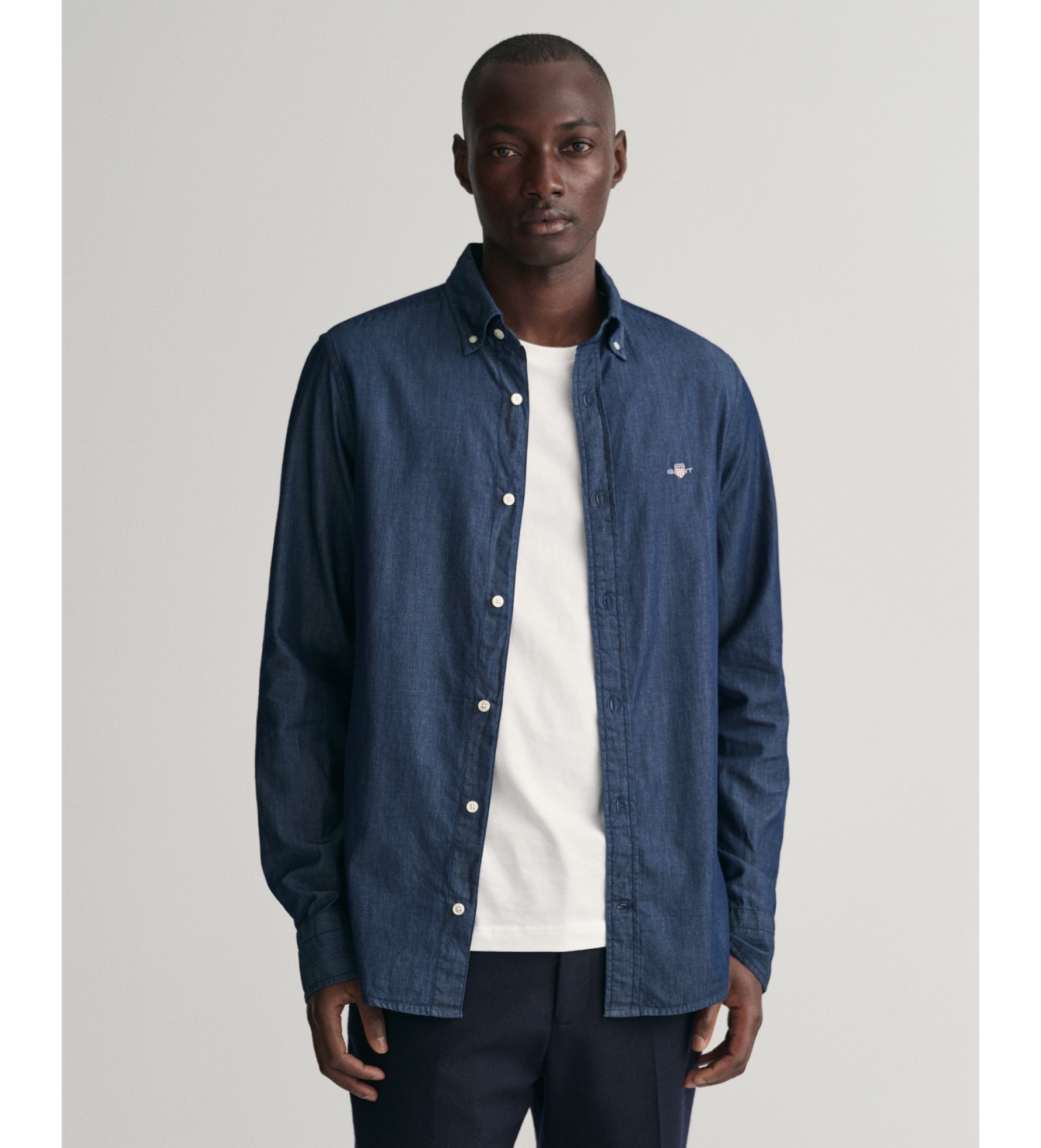 Gant für Herren. 3000402 Slim Fit Hemd Indigo navy indigo (L), Lässig, Baumwolle, Klassisch, Langarm, Marine