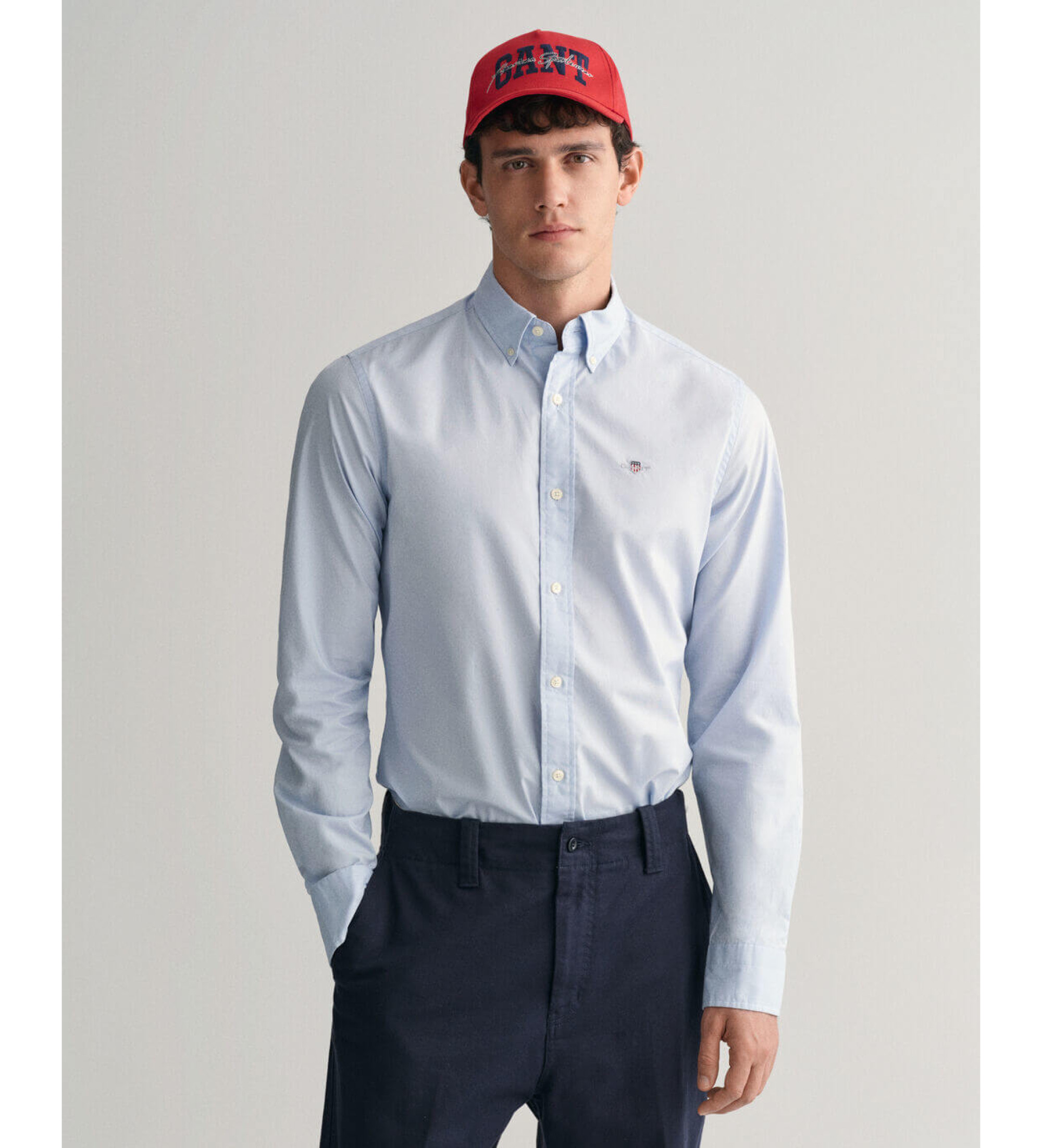 Gant für Herren. 3000132 Hemd Slim Fit Streifen Popeline hellblau (L), Lässig, Baumwolle, Klassisch, Langarm