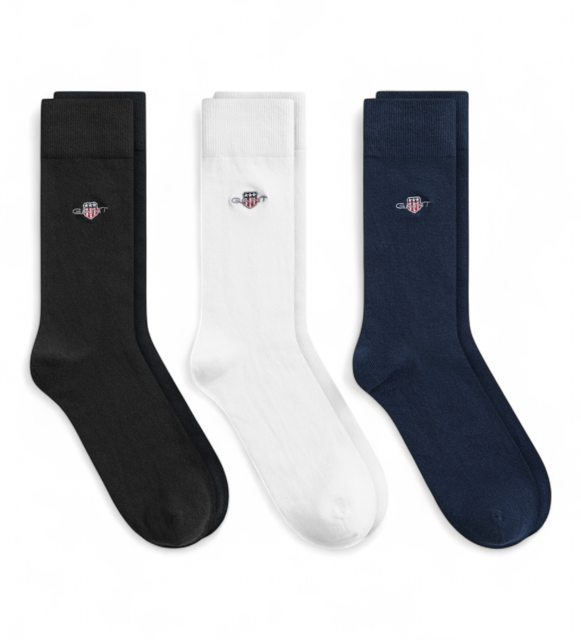 Gant für Herren. 9960270 Socken 3er-Pack schwarz (43-45), Lässig, Baumwolle