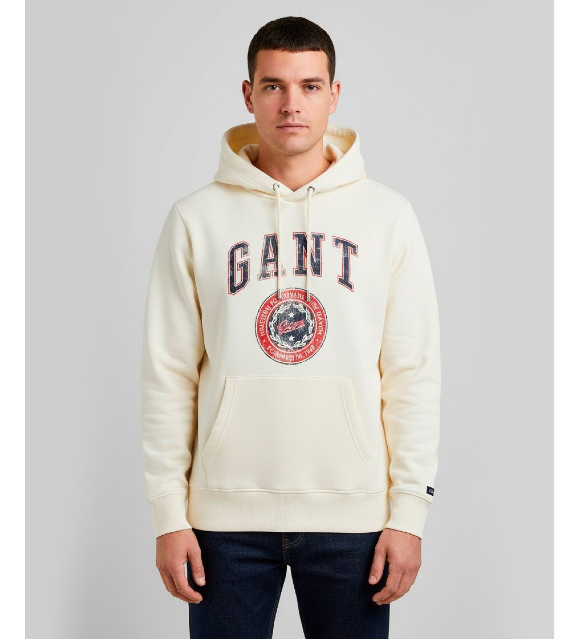 Gantvoor mannen. 2067061 Grafisch beige sweatshirt (S), Casual, Katoen