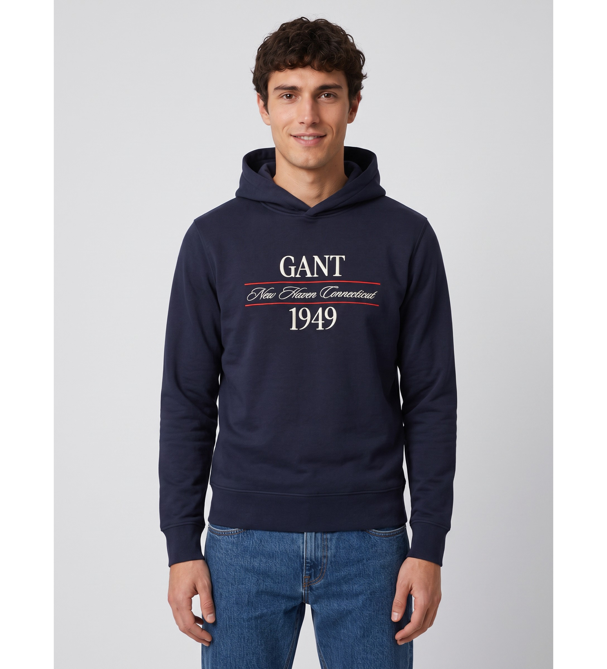 Gant für Herren. 2067157 Grafik-Kapuzensweatshirt Marineblau (S), Lässig, Baumwolle
