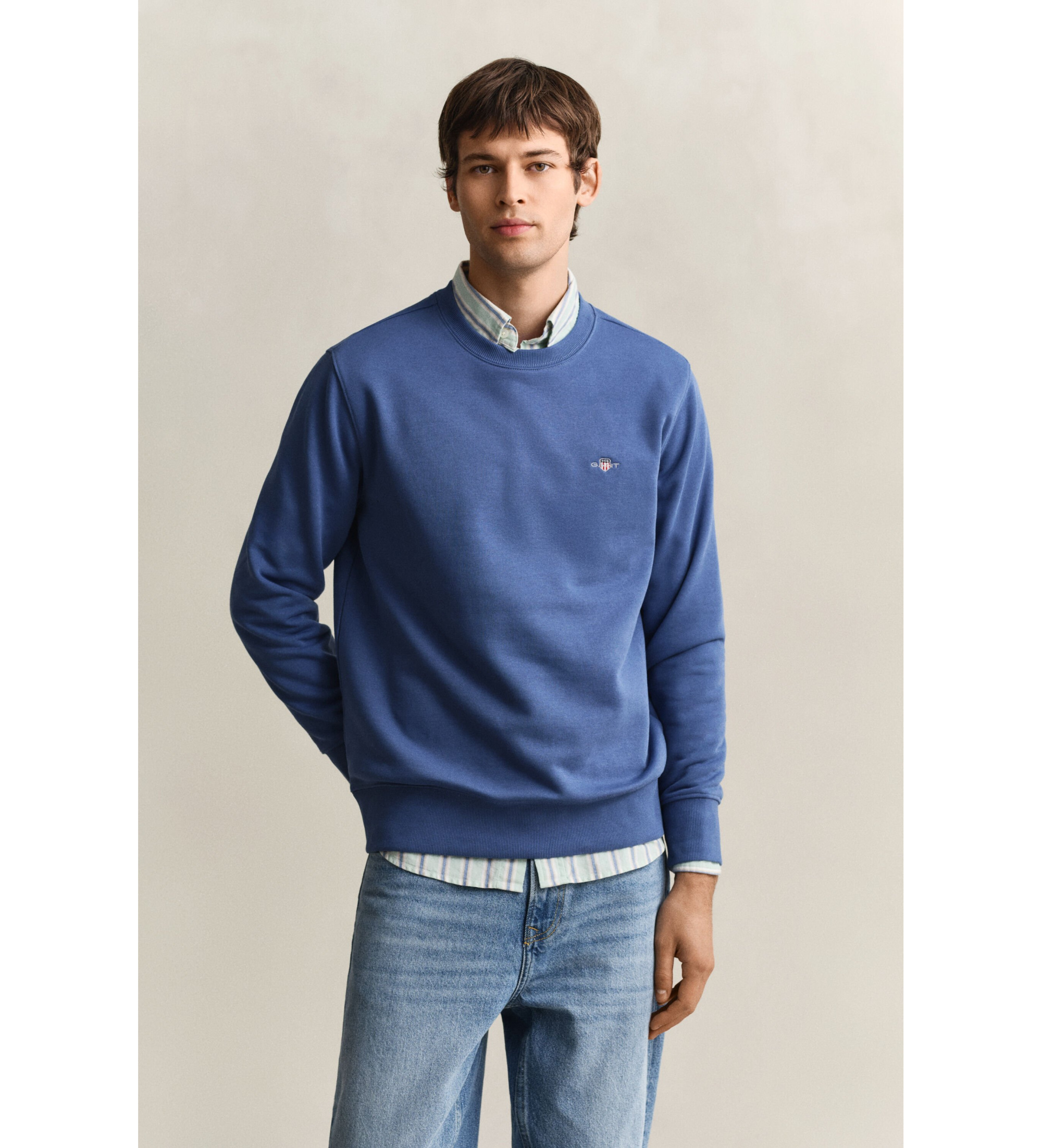 Gant für Herren. 2006065 Shield Rundhalsausschnitt Sweatshirt blau (L), Lässig, Baumwolle