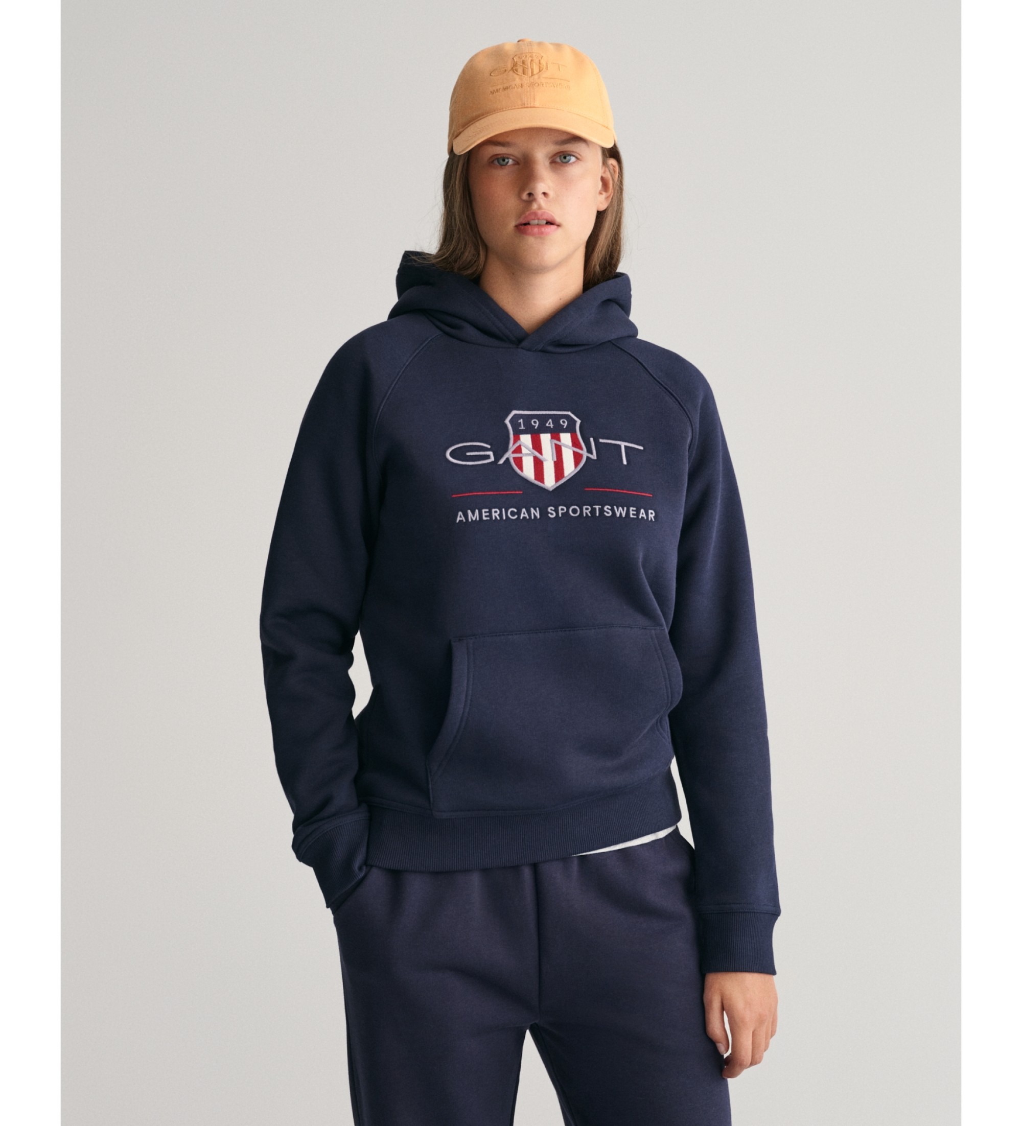 Gant Unisex für Kinder. 906884 Archiv Shield Hoodie navy (15años= 170cm), Lässig, Baumwolle, Langarm, Marine, Kinderbekleidung