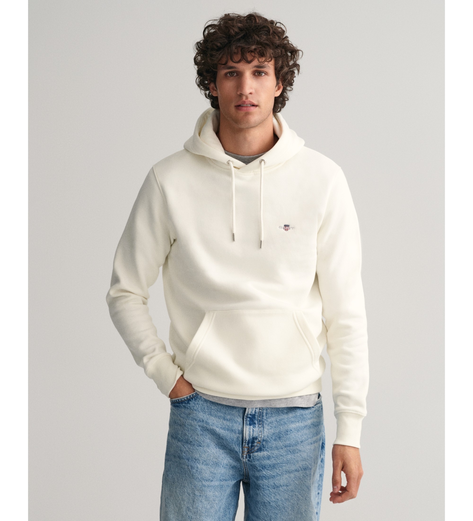 Gant für Herren. 2007058 Shield Kapuzenpullover off-white (M), Weiß, Lässig, Baumwolle, Nachhaltig