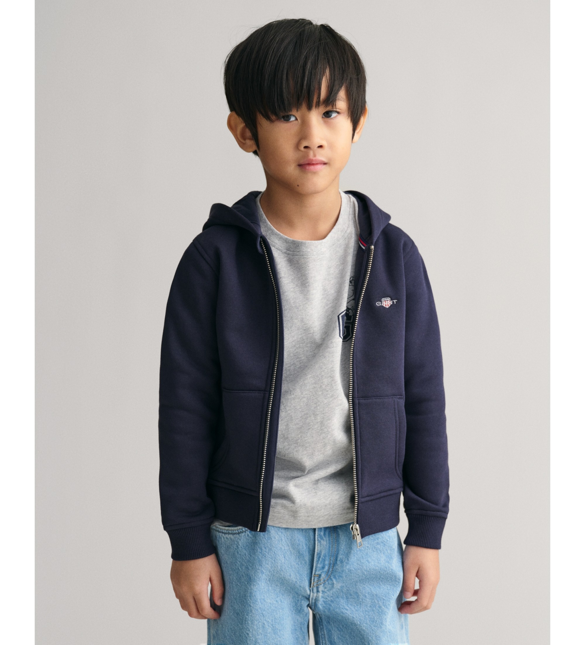 Gant Unisex für Kinder. 806798 Navy Shield Kapuzenpulli (5/6años= 110/116cm), Lässig, Baumwolle, Marine, Kinderbekleidung