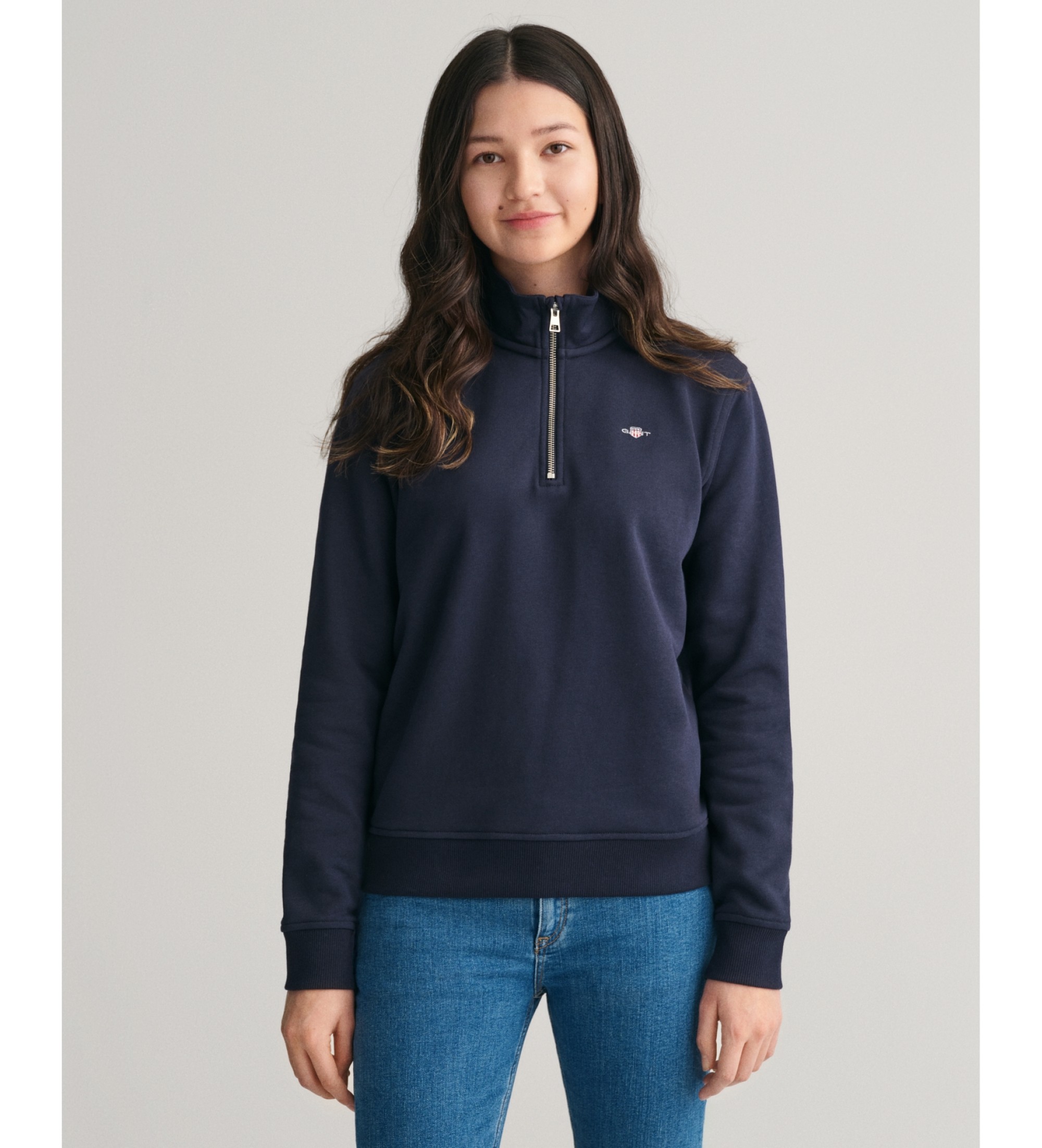 Gant Unisex für Kinder. 906895 Shield Sweatshirt mit halbem Reißverschluss navy (11/12años= 146/152cm), Lässig, Baumwolle, Marine, Kinderbek