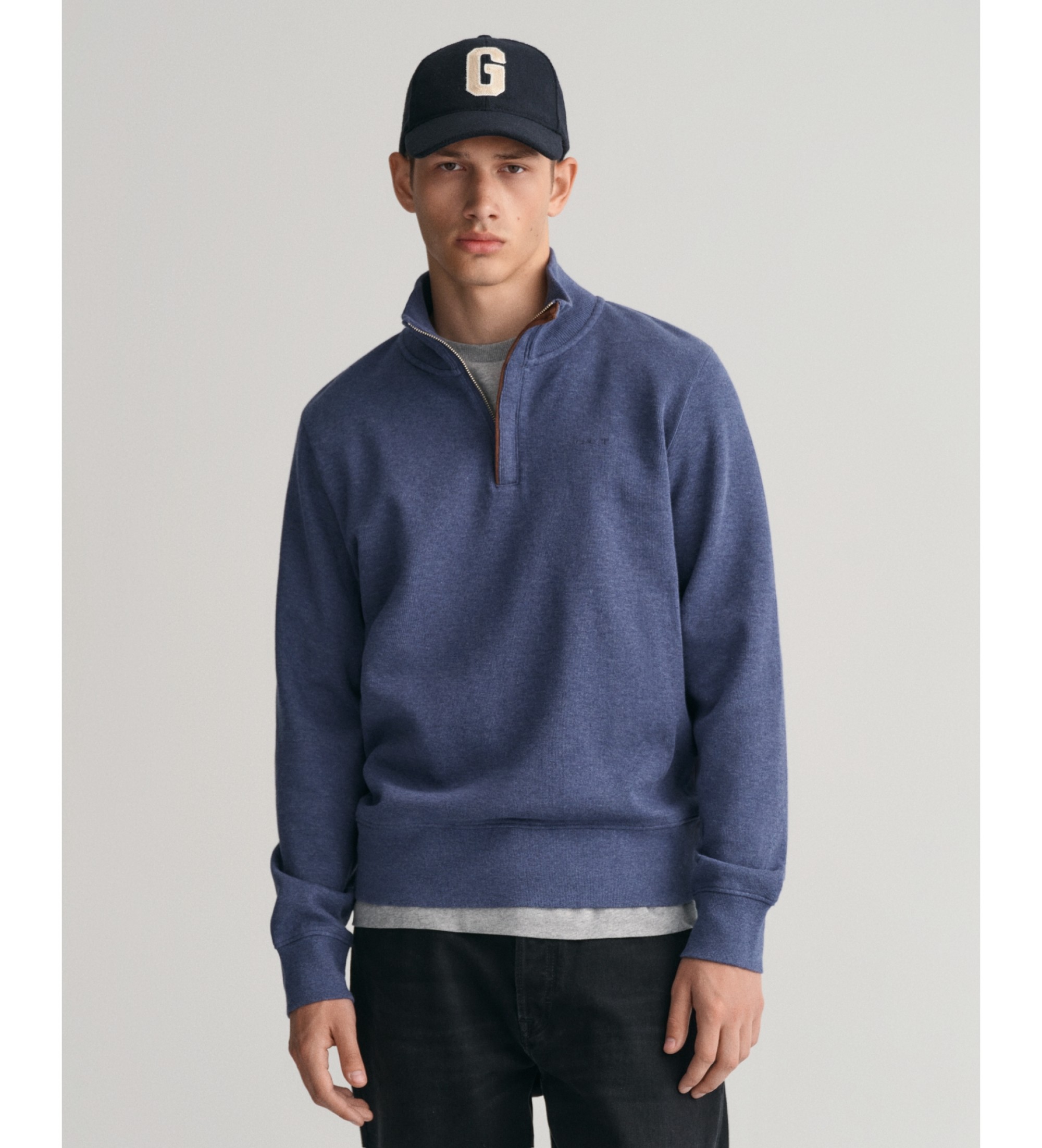 Gant für Herren. 2068028 Sacker Rib Sweatshirt mit halbem Reißverschluss blau (L), Lässig, Baumwolle