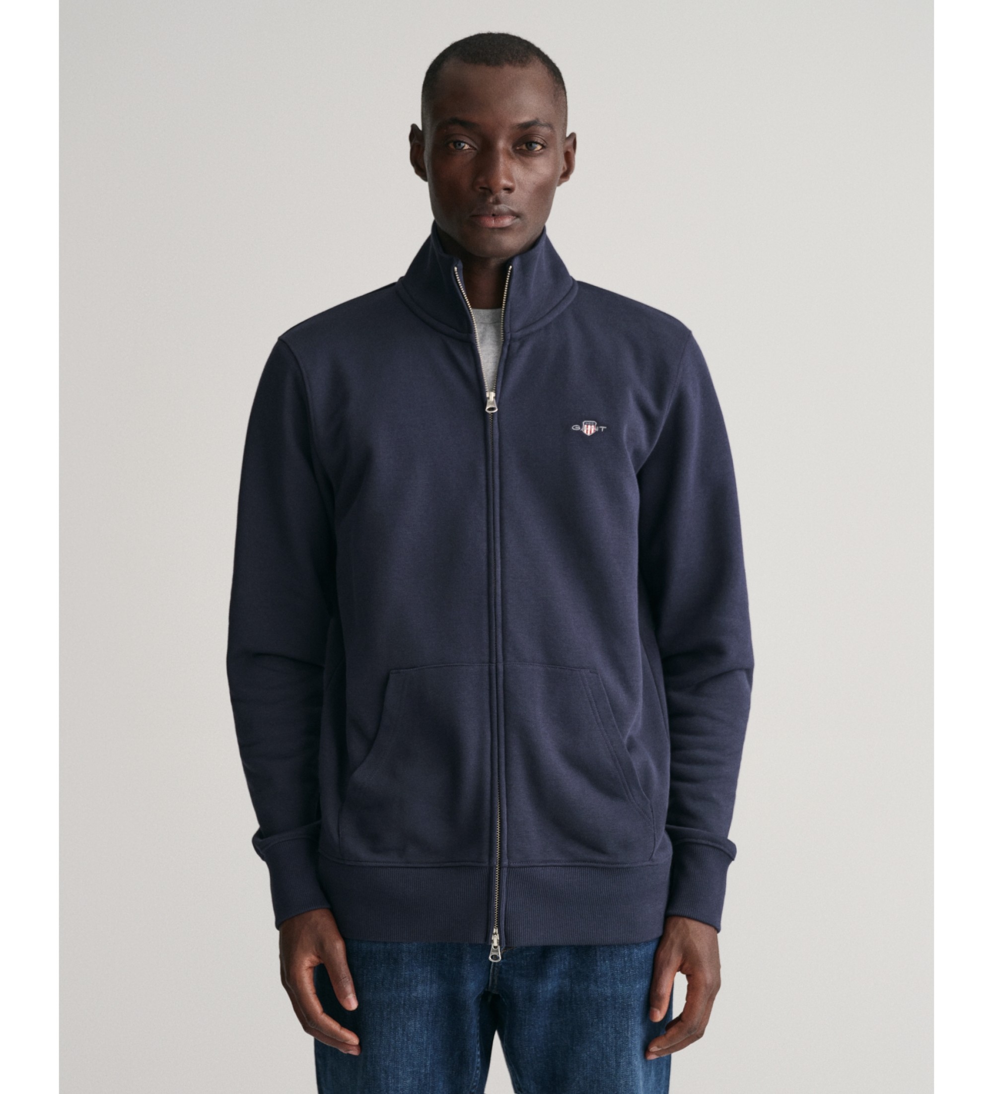 Gant für Herren. 2008006 Shield Zip Hoodie navy (L), Lässig, Baumwolle, Langarm, Marine