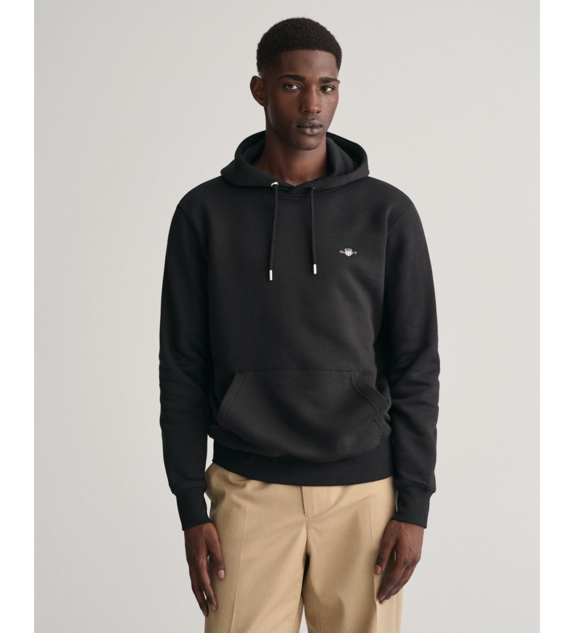 Gant für Herren. 2007058 Sweatshirt mit Kapuze und schwarzem Schild (M), Lässig, Baumwolle, Langarm