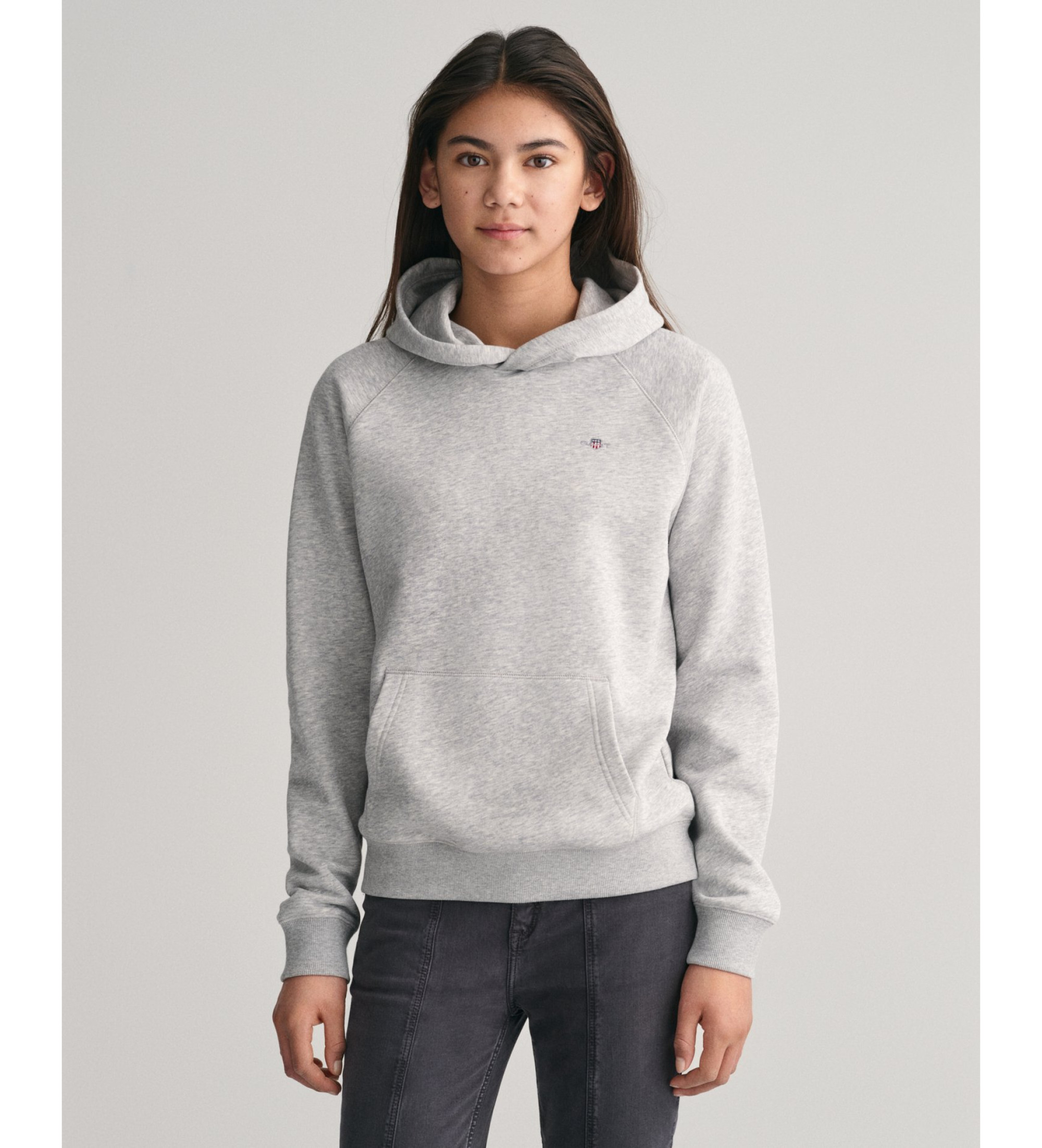 Gant Unisex für Kinder. 906878 Sweatshirt mit Kapuze und grauem Schild (13/14años= 158/164cm), Lässig, Baumwolle, Langarm, Kinderbekleidung