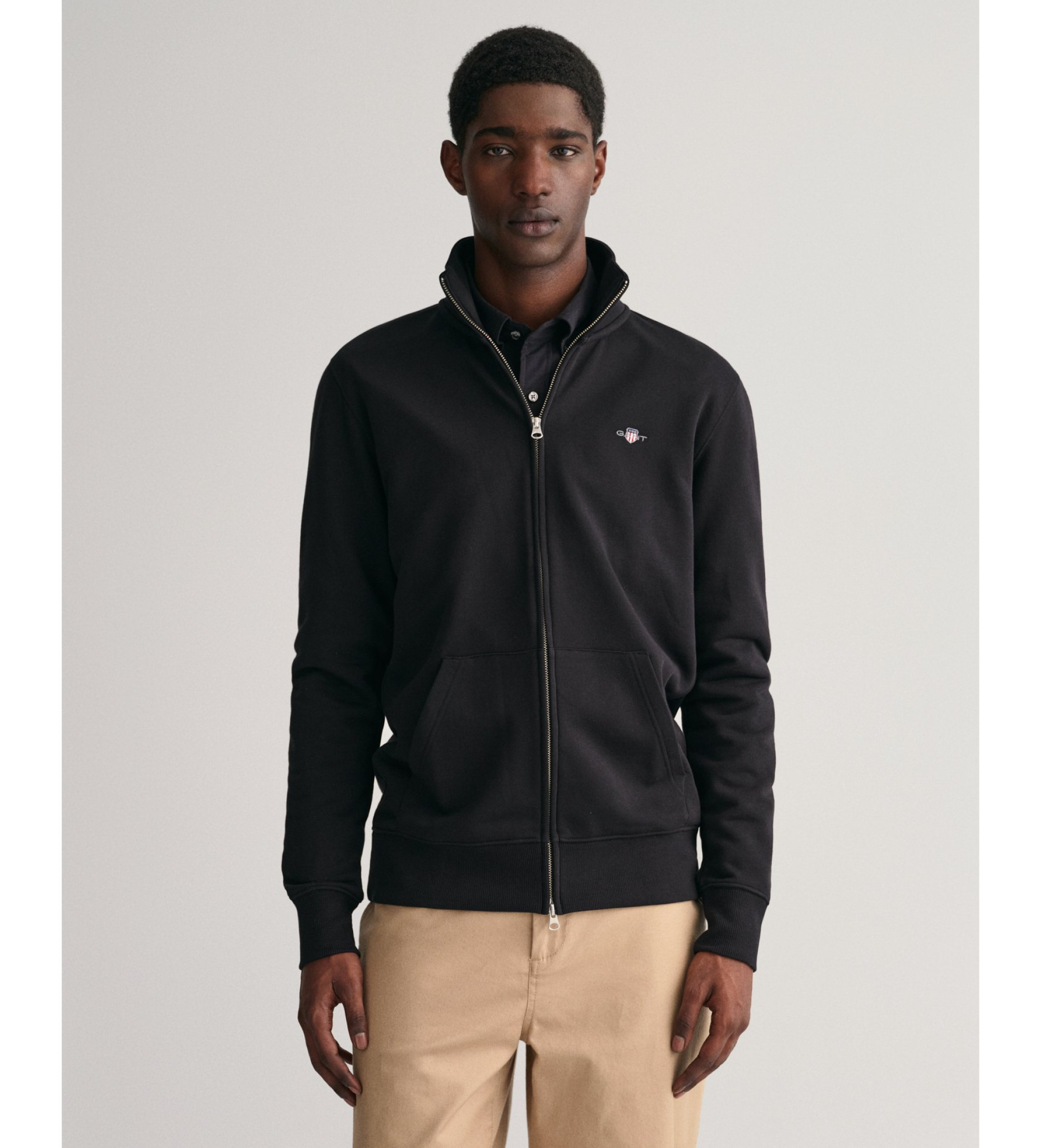 Gant für Herren. 2008006 Shield Zip Hoodie schwarz (M), Lässig, Baumwolle