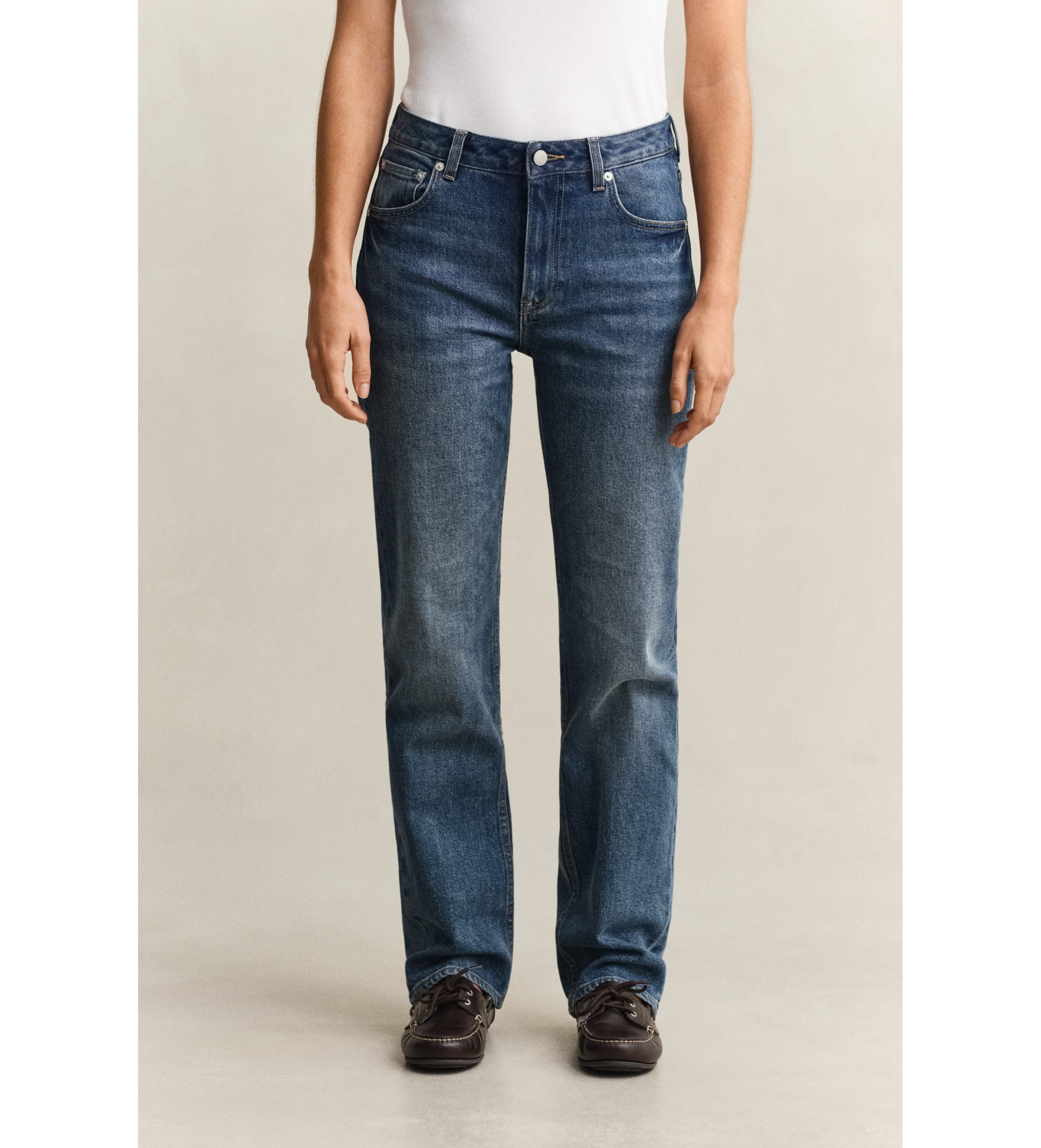 Gant für Damen. 4100304 Elastische Jeans mit geradem Bein in Blau (28/32), Lässig, Baumwolle, Denim