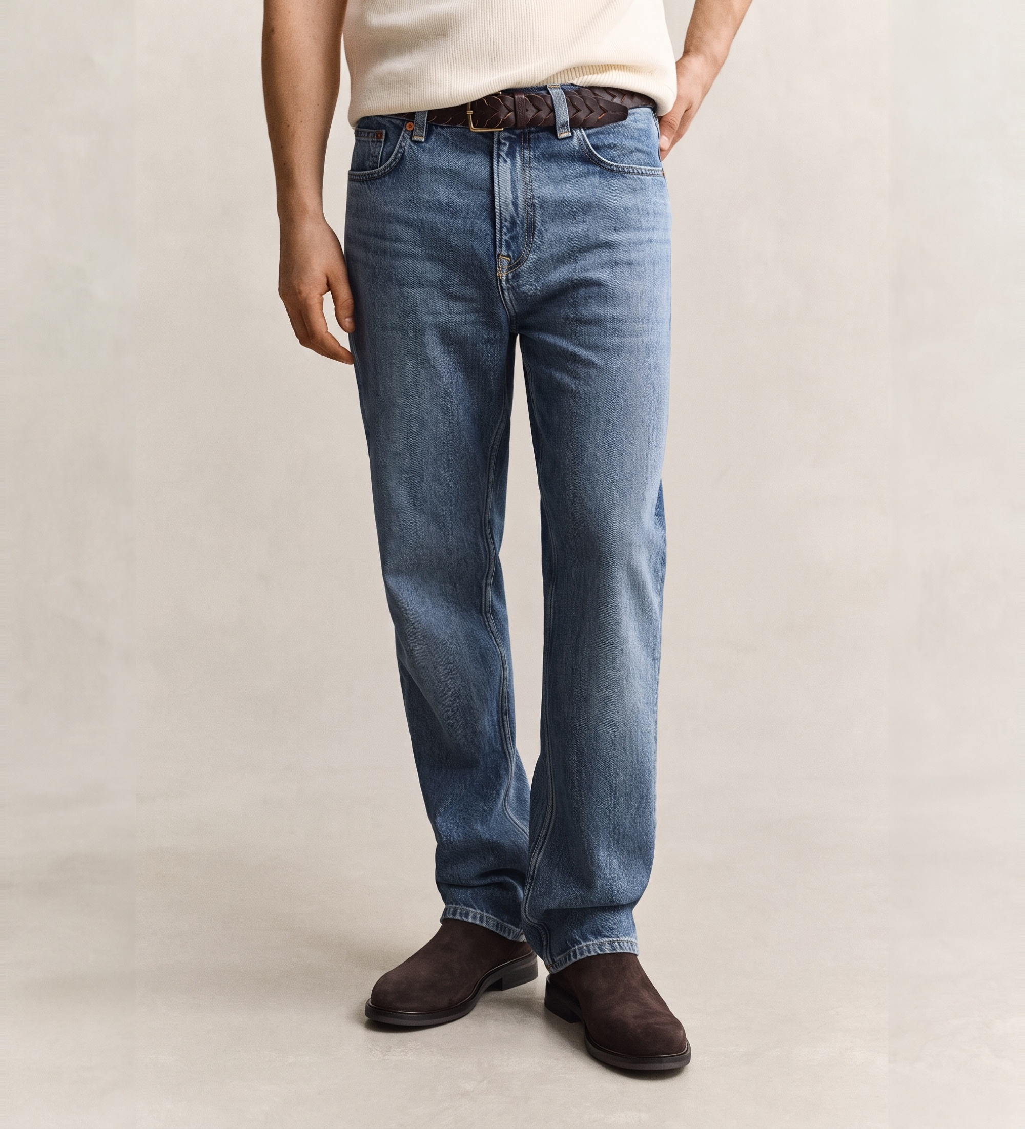 Gantvoor mannen. 1000040 Rechte jeans Blauw (40/34), Casual, Katoen, Denim