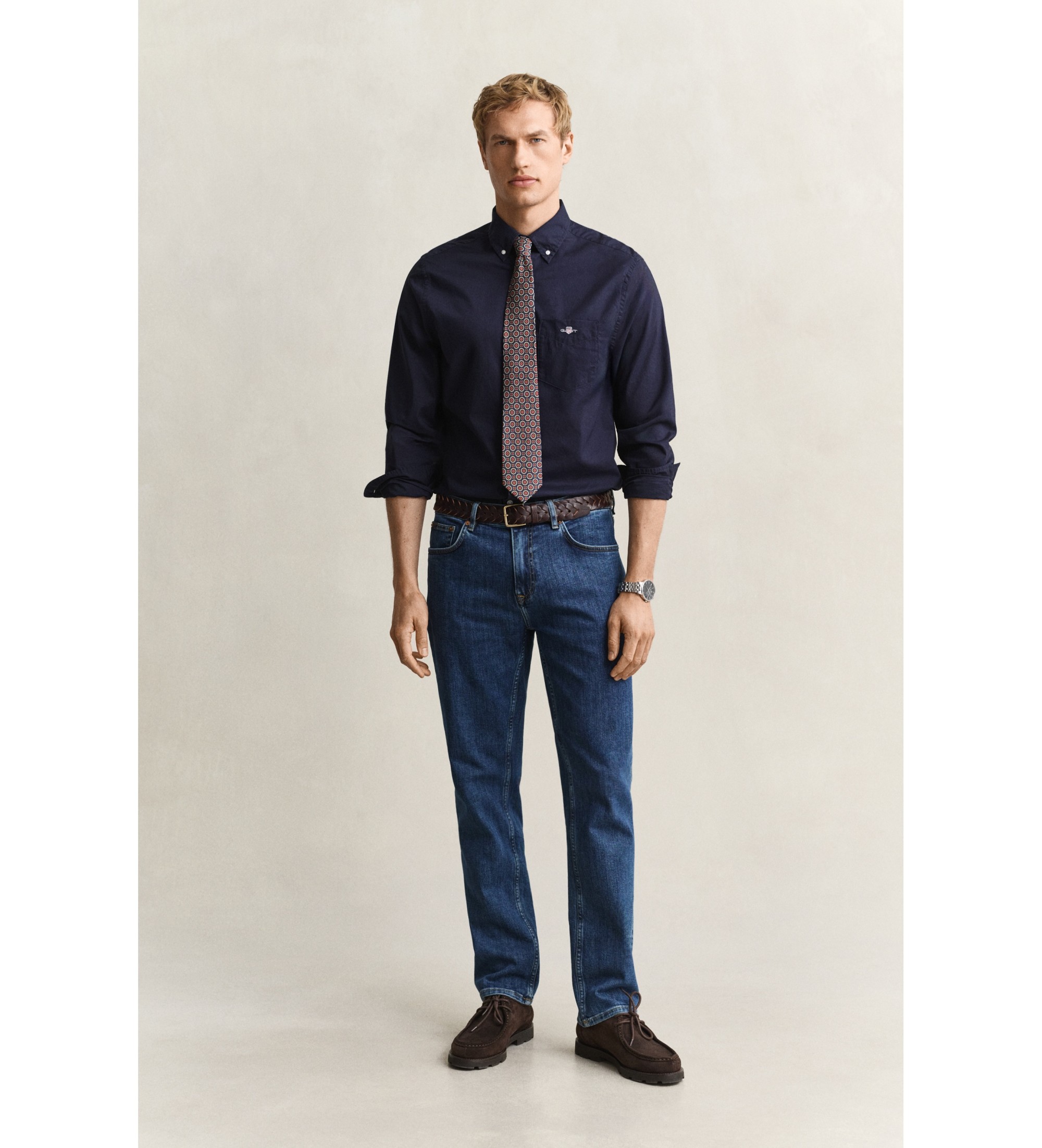 Gant für Herren. 1000021 Jeans Regular Fit, mittelblau gewaschen, Vintage (31/36), Lässig, Baumwolle, Denim
