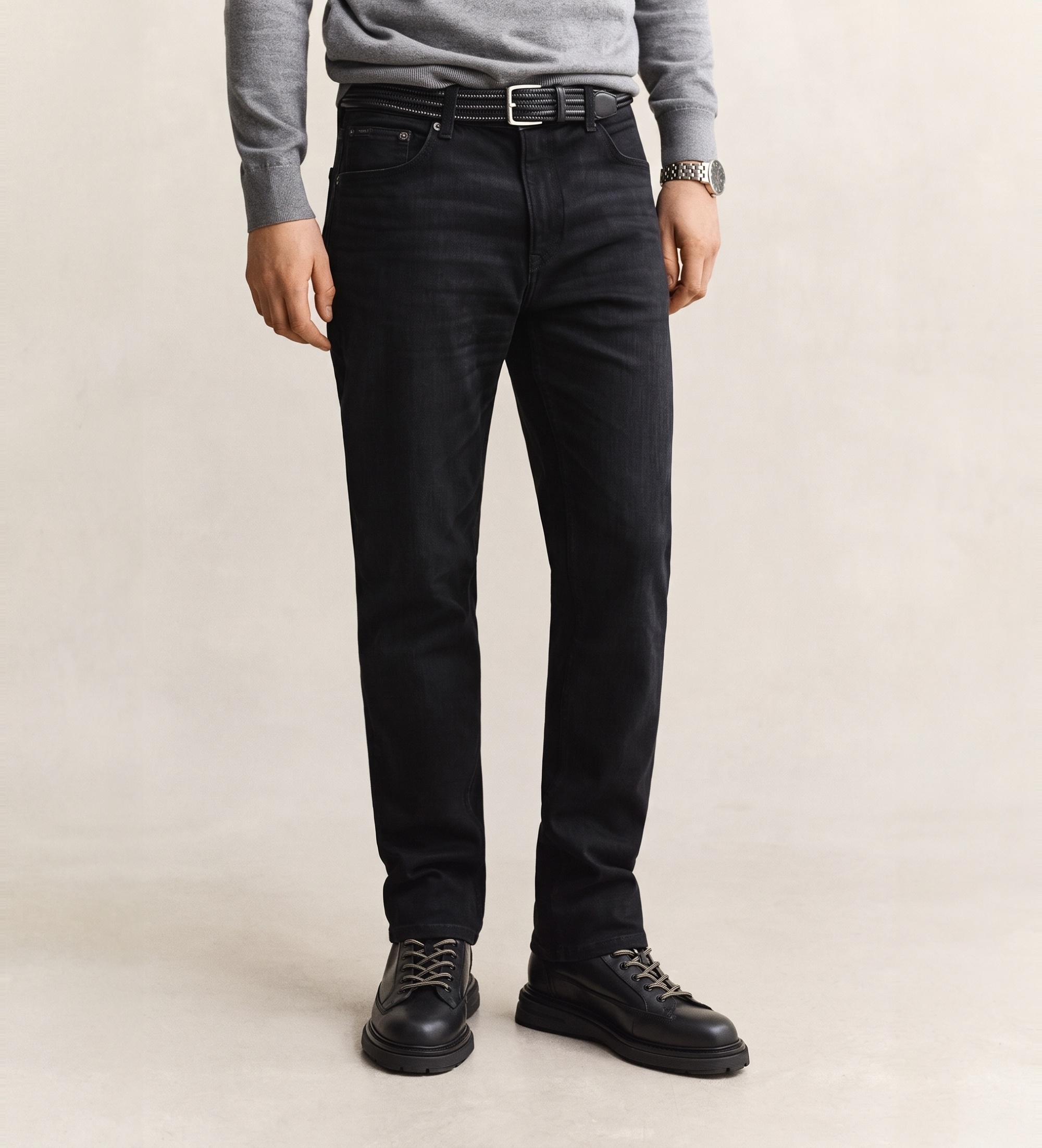 Gantvoor mannen. 1000011 Jeans Regular Fit Zwart (33/34), Casual, Katoen, Denim