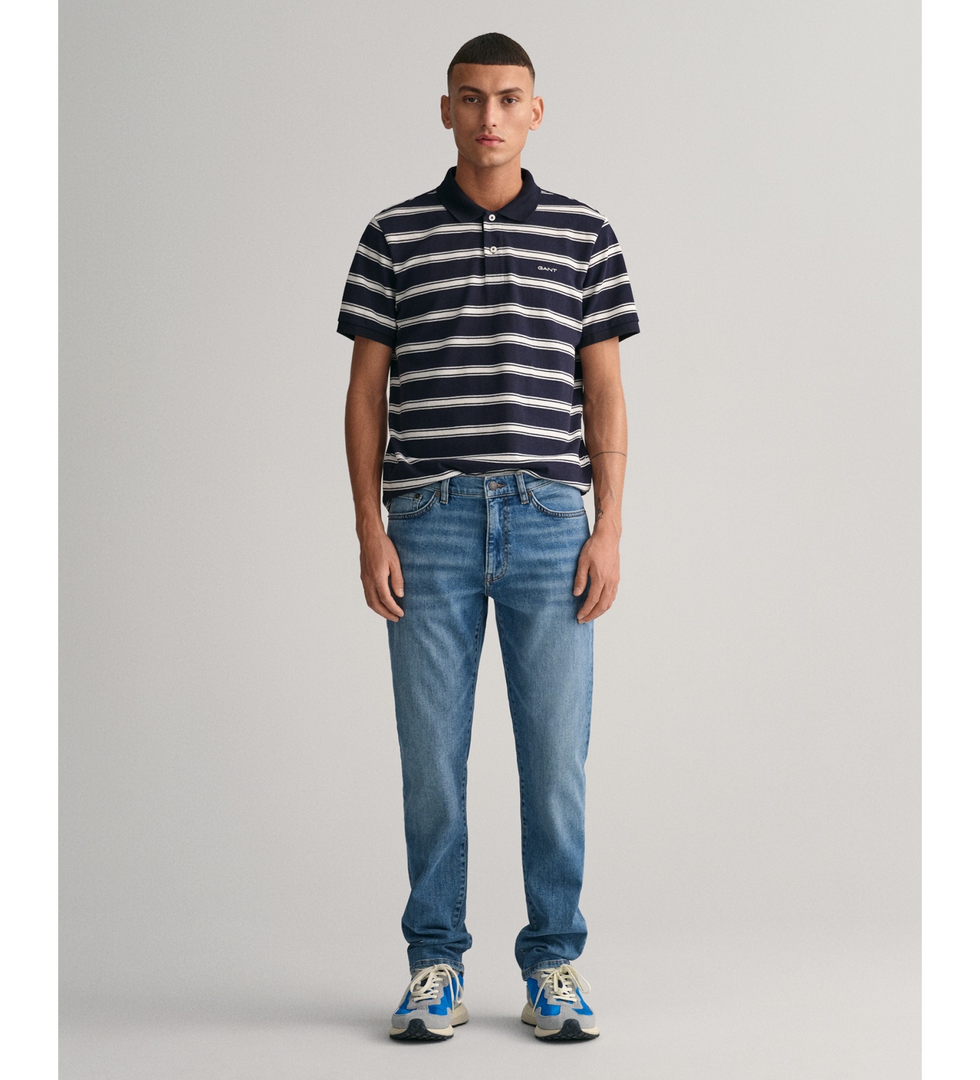 Gant für Herren. 1000260 Blaue Slim Fit Jeans (33/34), Lässig, Baumwolle, Denim, Nachhaltig