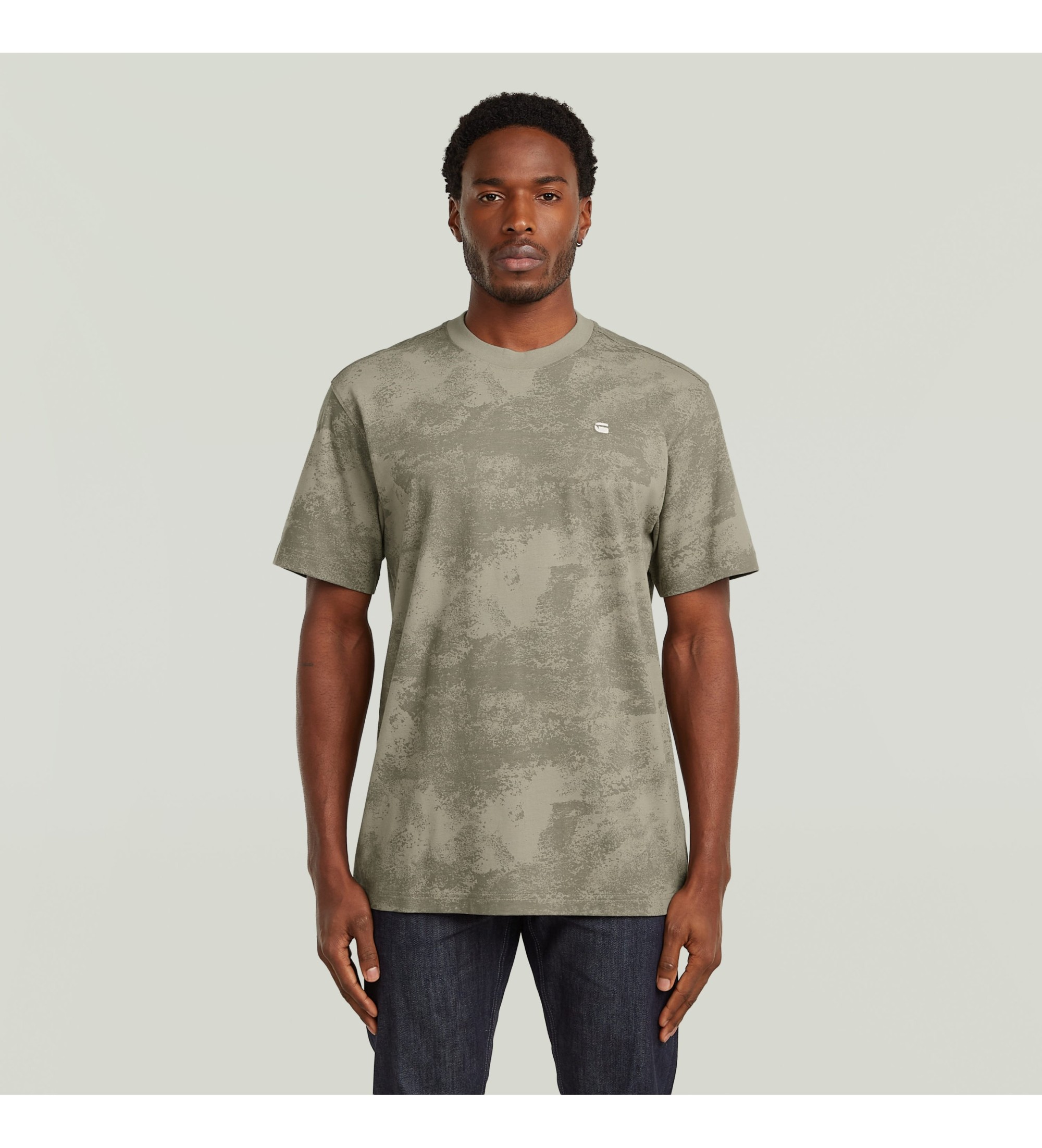 G-Star für Herren. D28589-E400-J183 Allover-Druck-T-Shirt khaki (S), Braun, Lässig, Grün, Baumwolle, Kurzarm