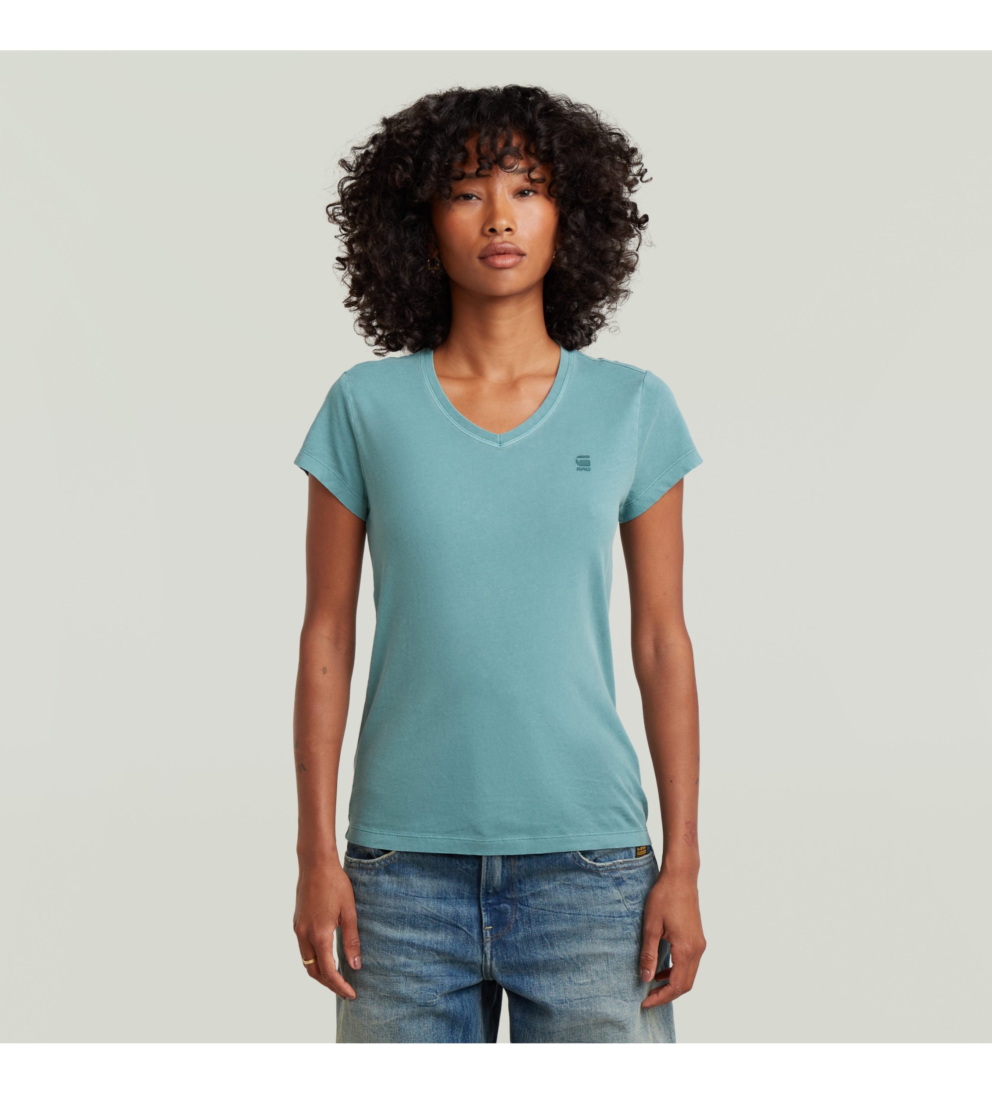 G-Star für Damen. D24533-B059-H888 T-shirt Overdyed Eyben Slim V 2.0 blau (S), Lässig, Baumwolle, Kurzarm