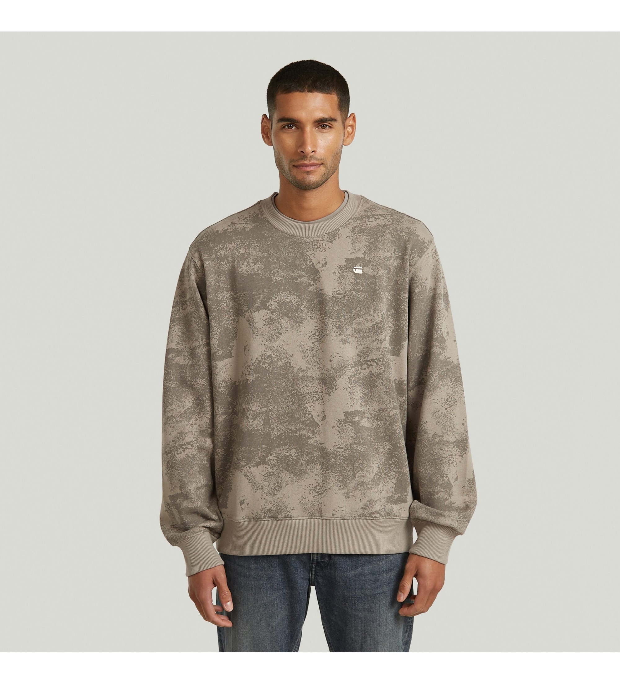 G-Star für Herren. D29294-E209-J183 Allover Print Sweatshirt khaki (M), Braun, Lässig, Grün, Baumwolle