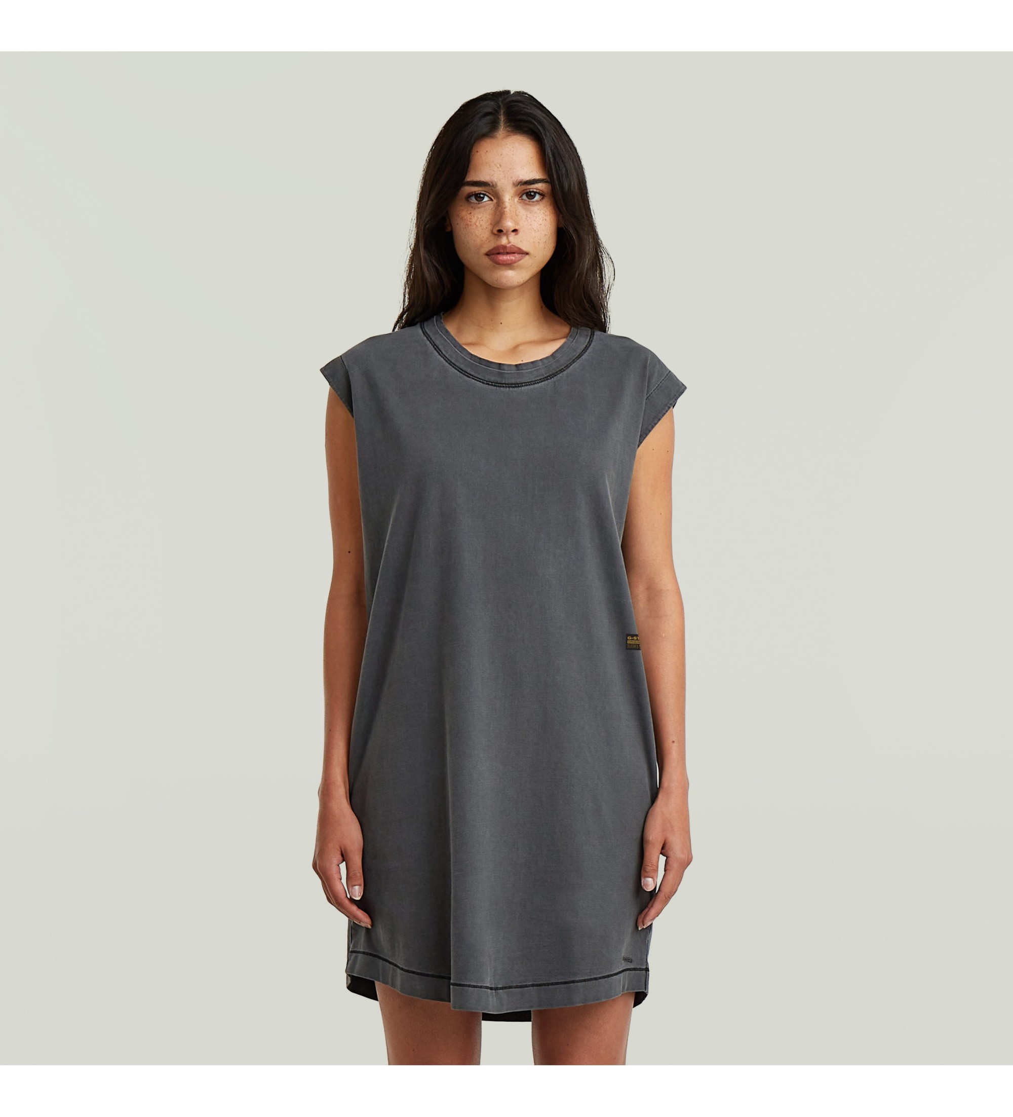 G-Star für Damen. D28704-E401-B564 Gewaschenes graues Kleid (31/32), Lässig, Baumwolle, Ärmellos / Hosenträger