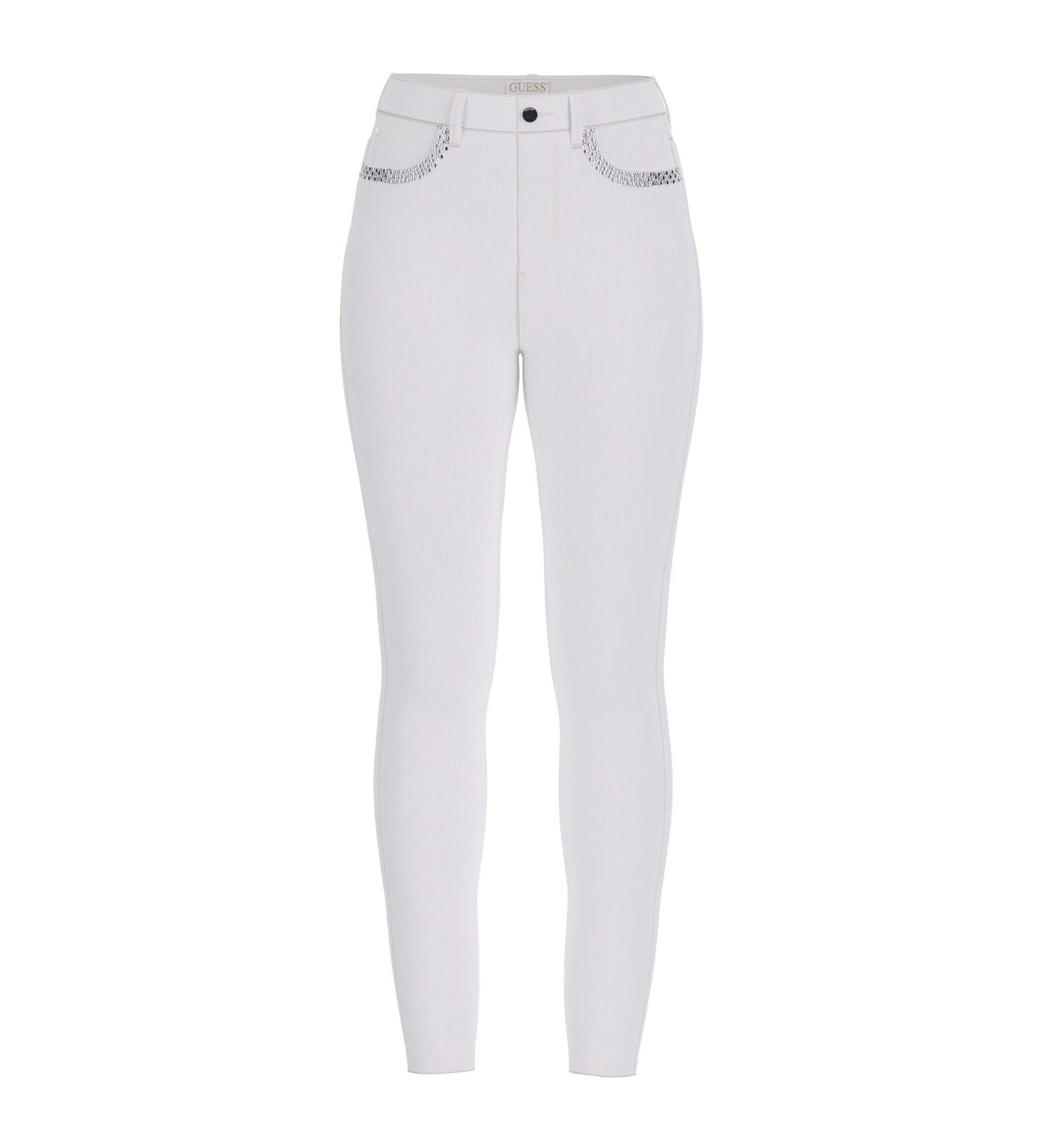 Guess für Damen. W5GA46D5N71 Hose 1981 Weiße Skinny-Hose (30), Lässig, Baumwolle