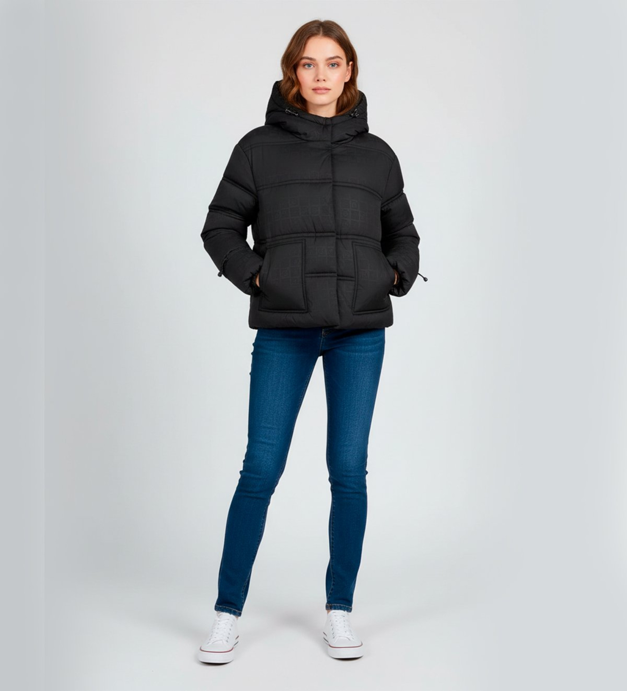 Guess für Damen. W5BL43W2902 Daisy Steppjacke schwarz (L), Lässig, Polyester