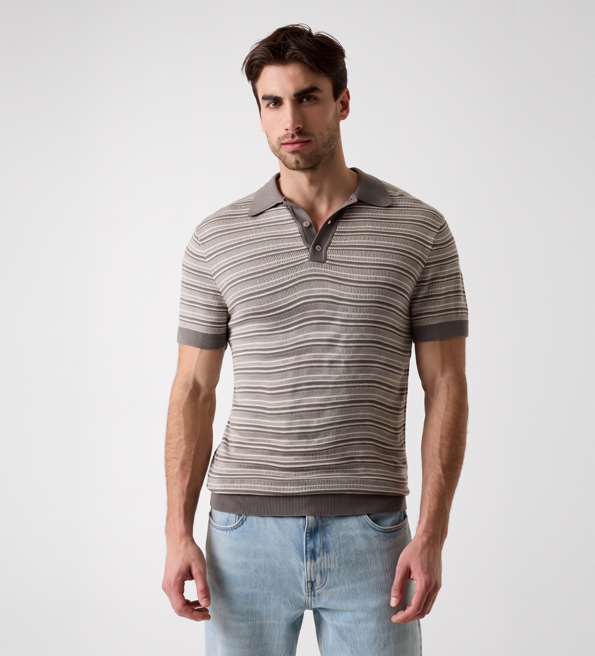 Guess für Herren. M6YR18Z0923 Grün gestreiftes Polo (S), Lässig, Mehrfarbig, Acryl, Viskose, Kurzarm