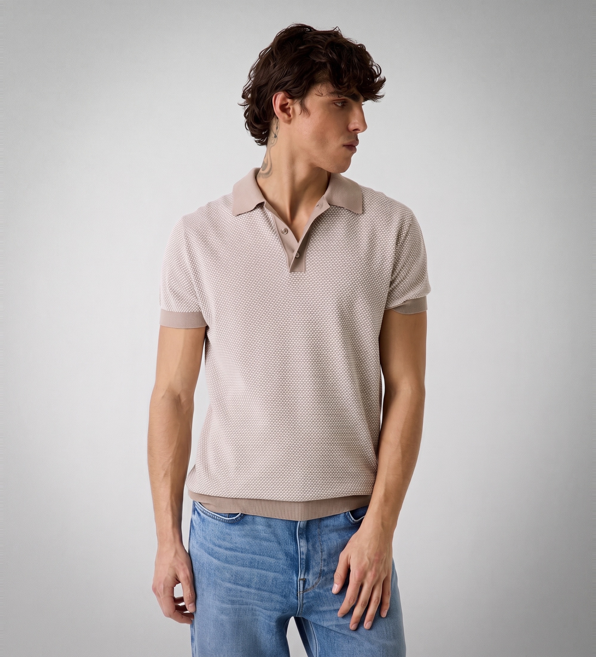 Guess für Herren. M6GR01Z0554 Rosa gestreiftes Poloshirt aus Strick (XL), Lässig, Baumwolle, Kurzarm