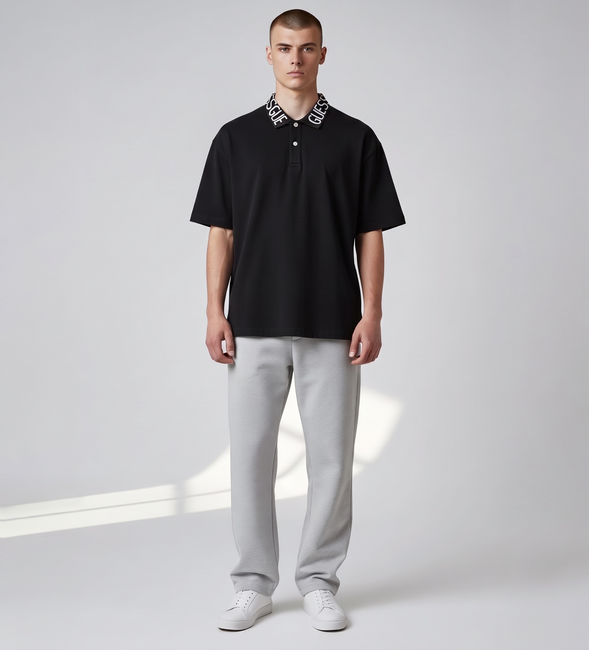 Guess für Herren. M6GP66K3070 Polo Nolan schwarz (L), Lässig, Baumwolle, Kurzarm