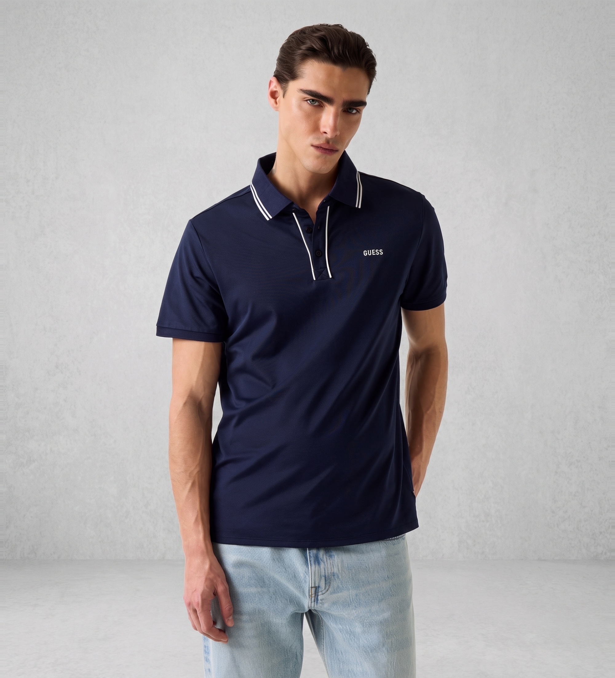 Guess für Herren. M6GP27K3179 Polo Paul Pique navy (S), Lässig, Baumwolle, Kurzarm, Marine