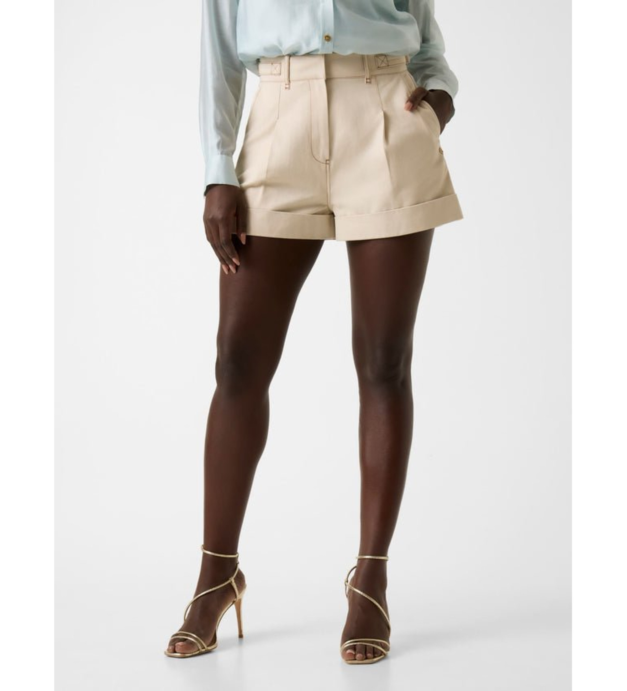 Guess für Damen. W6GD24W1806 Shorts Coreline Kontrastnähte beige (S), Lässig, Baumwolle