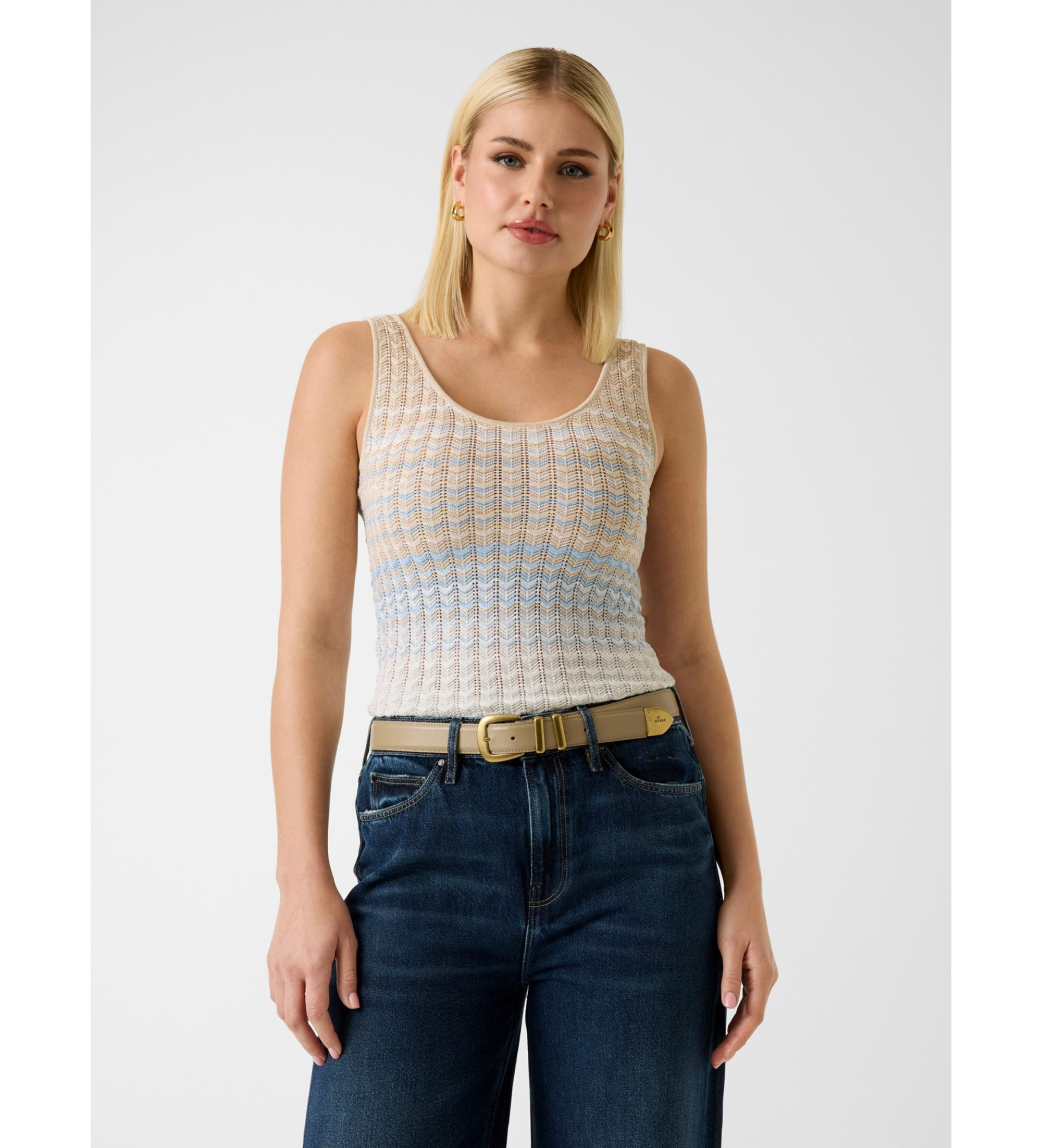 Guess für Damen. W6GR08Z0589 Top Rosalyn Tank mehrfarbig (M), Lässig, Ärmellos / Hosenträger