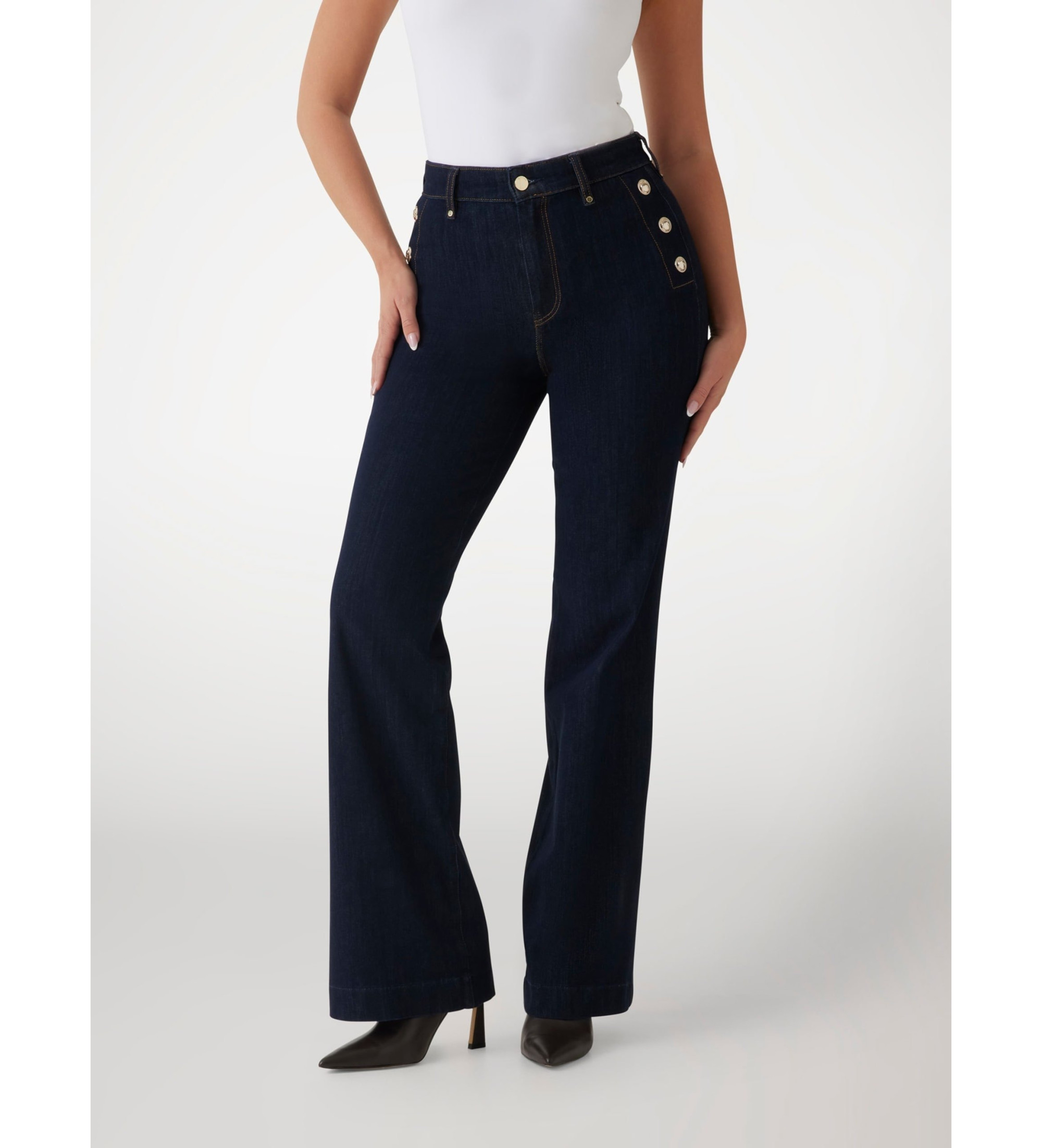 Guess für Damen. W5RA0PD5PW1 Neu Faye marineblaue Chino-Jeans (26), Lässig, Baumwolle, Denim