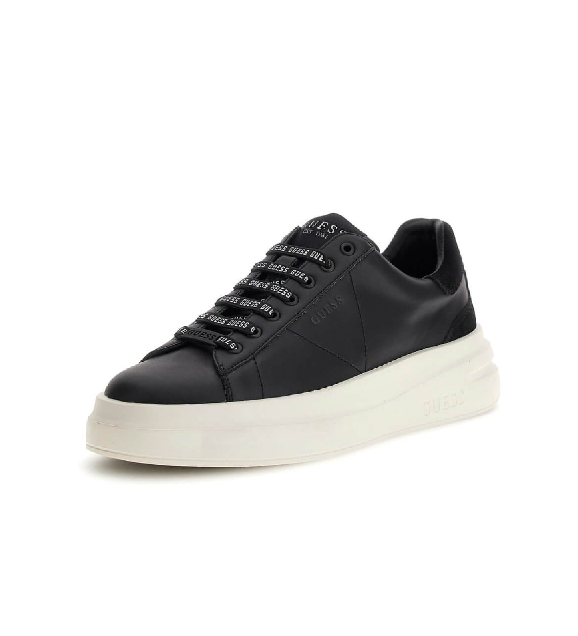 Guess pour homme. FMPVIBSUE12 Baskets Elba noires (43), Plat, Lacets, Casuel