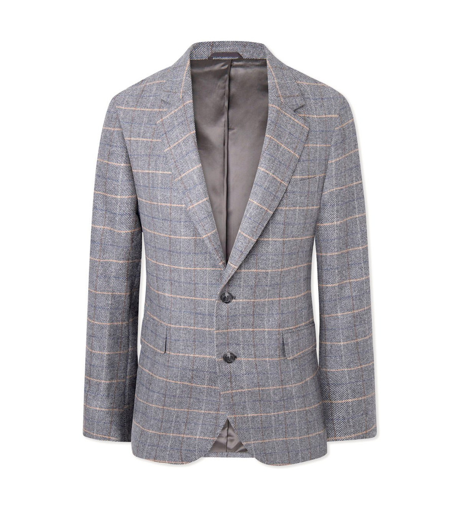 Hackett London für Herren. HM443289 Grauer Blazer von Cash Tattersal (40/32), Lässig, Party, Wolle, Klassisch, Langarm