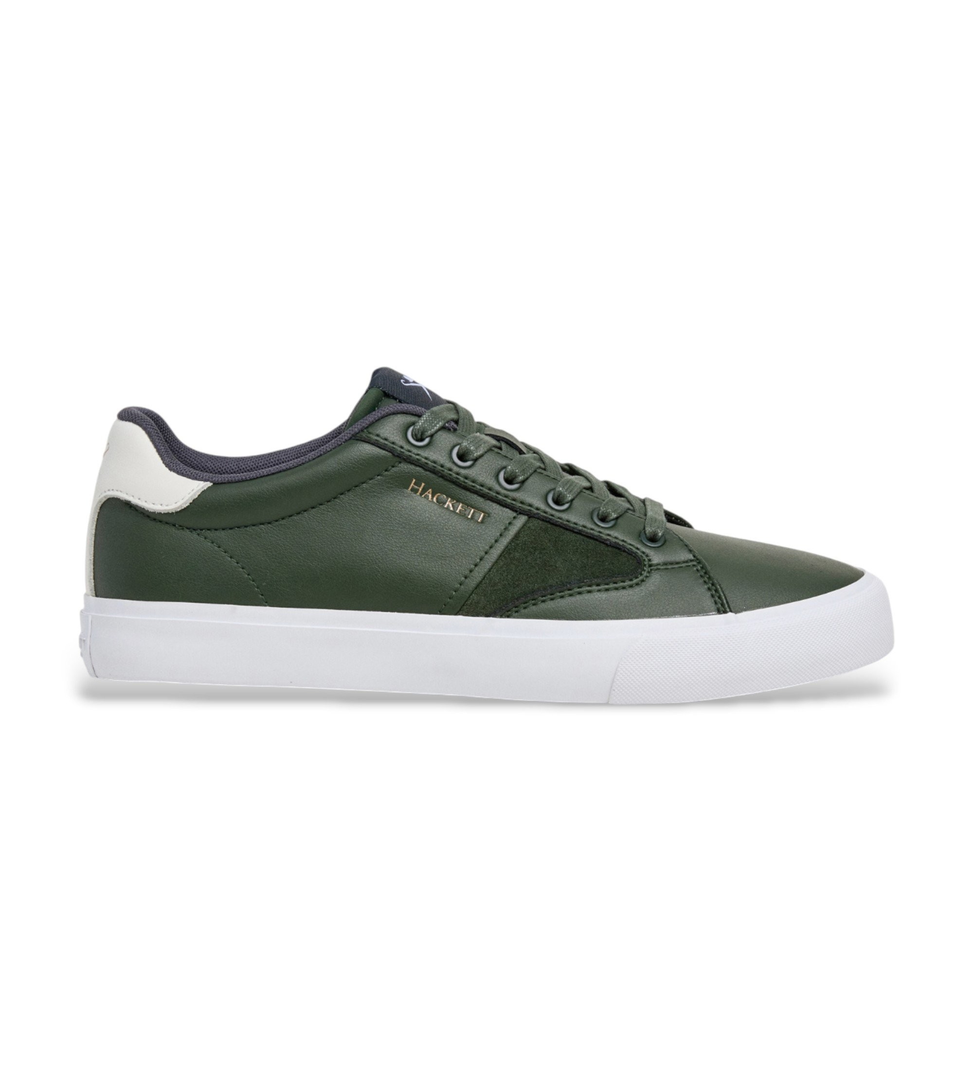 Hackett London für Herren. HMS200065 Blake Venture Grün Leder Turnschuhe (43), Wohnung, Schnürsenkel, Lässig