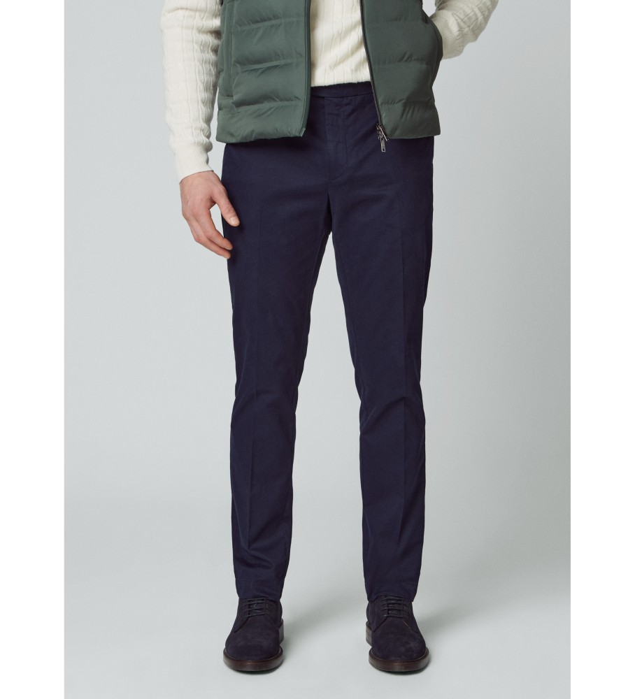 Hackett London für Herren. HM212487 Marineblaue Kensington Chino-Hose (38/32), Lässig, Baumwolle