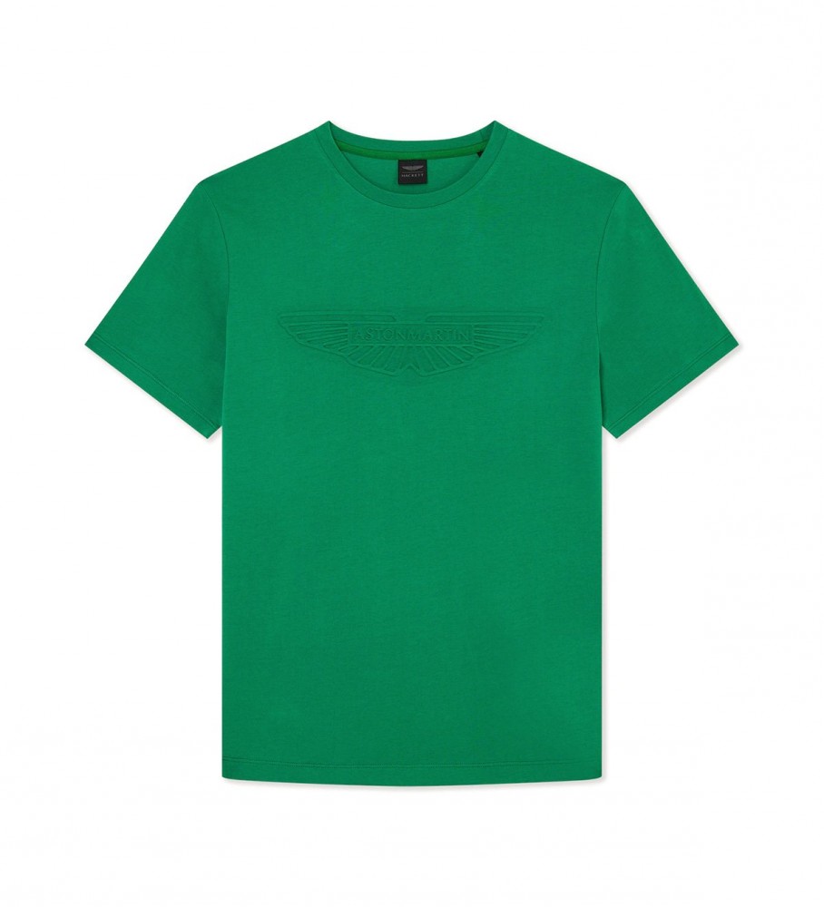 Hackett London für Herren. HM500757 AM Emboss T-shirt grün (XS), Lässig, Baumwolle, Kurzarm