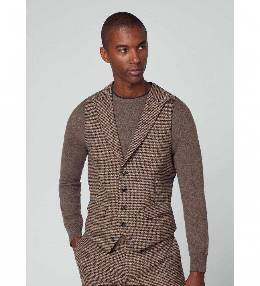 Hackett London für Herren. HM470474 Gunclub-Weste braun (42/32), Lässig, Klassisch, Polyester